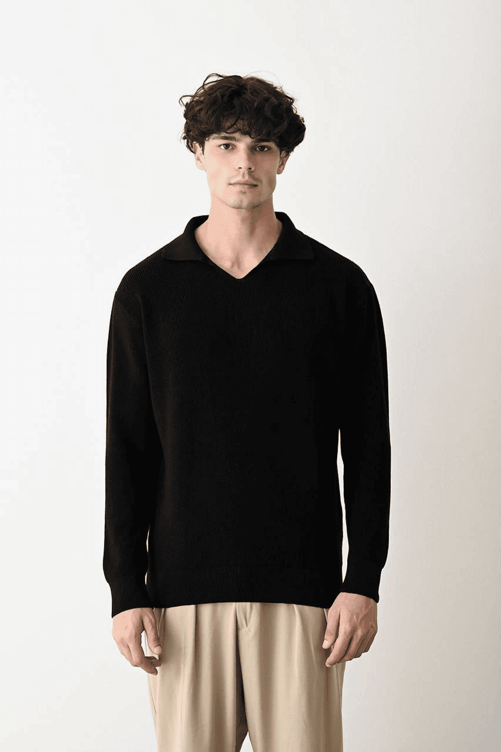 Erkek Normal Kalıp İçi Şardonlu Yakası Fermuarlı Legends Never Yazılı Sweatshirt -Beyaz