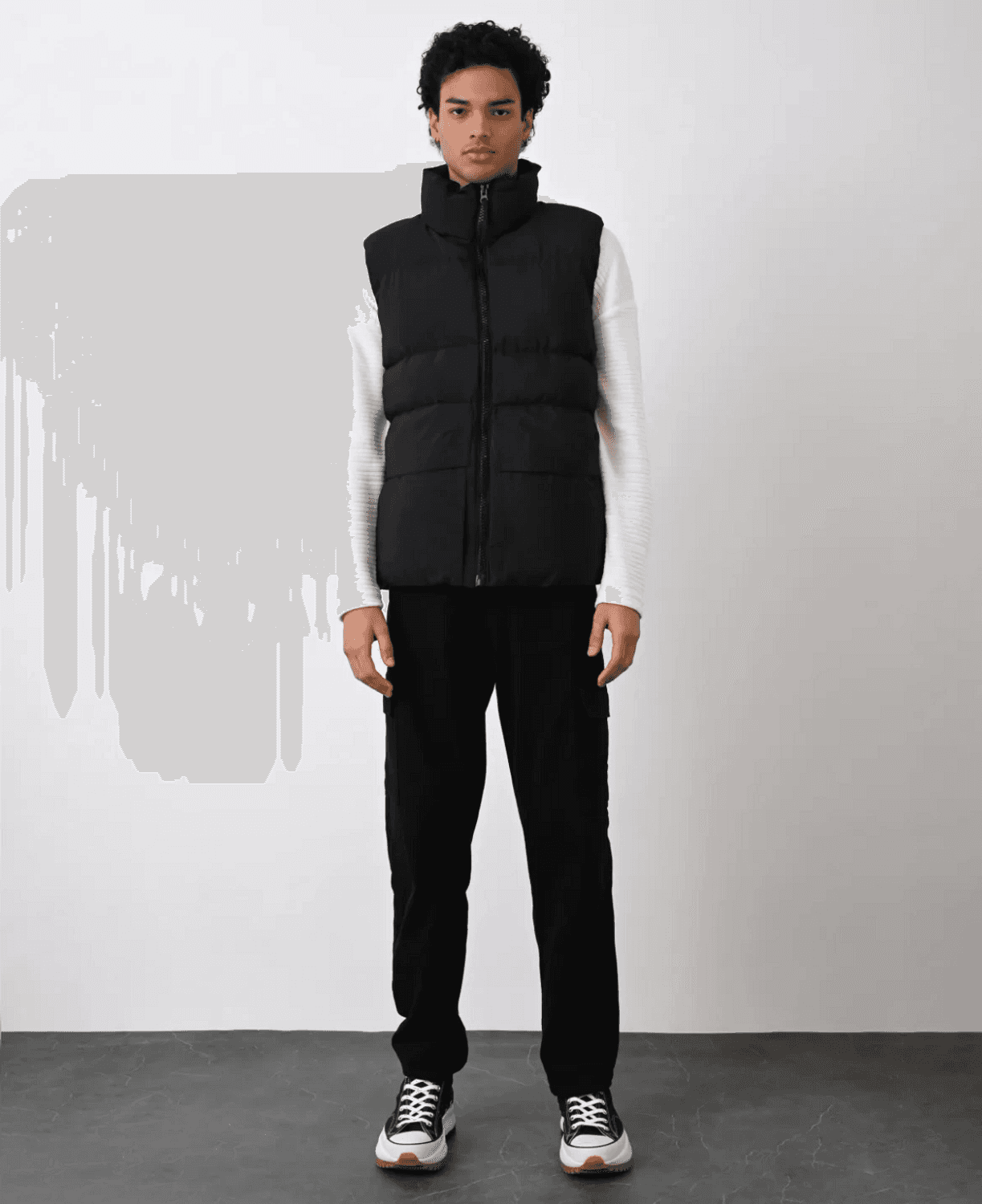 Erkek Hakim Yaka Jel Dolgu Fermuarlı Şişme Yelek-Siyah