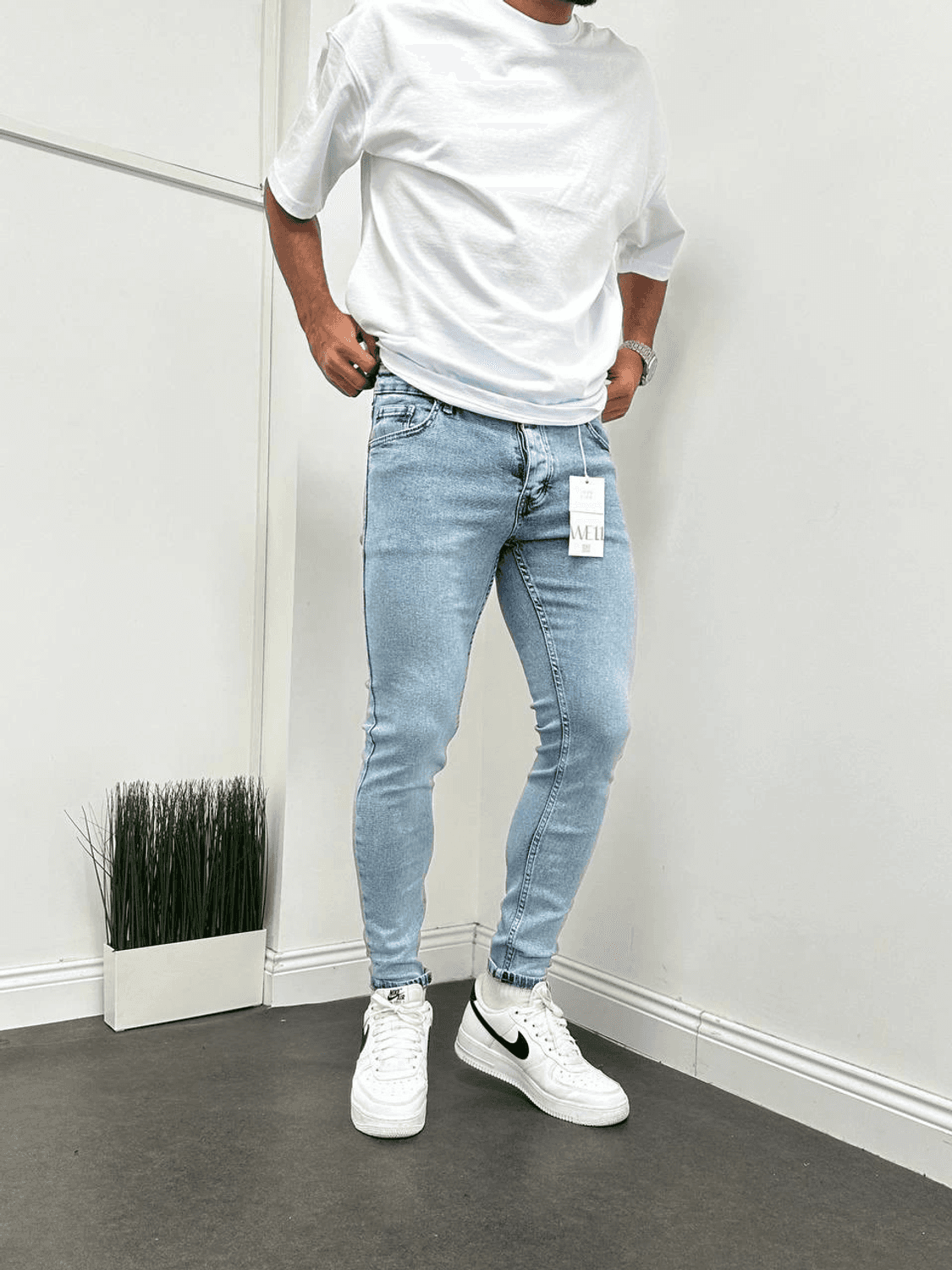 Men's Slim Fit Denim Jeans - Light Blue