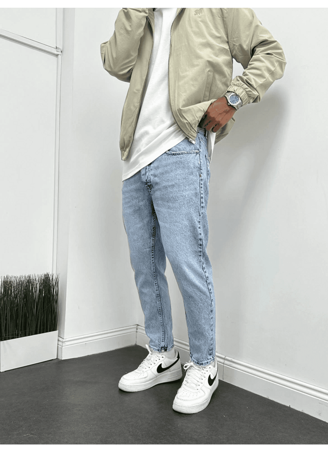 Men's Slim Fit Non-Stretch Denim Jeans - Ice Blue