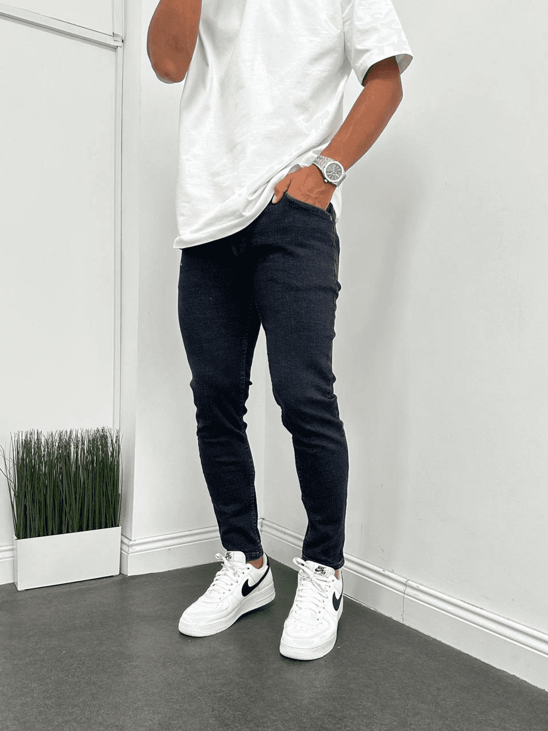 Erkek Dar Kesim Skınyfıt Kot Pantolon- Füme