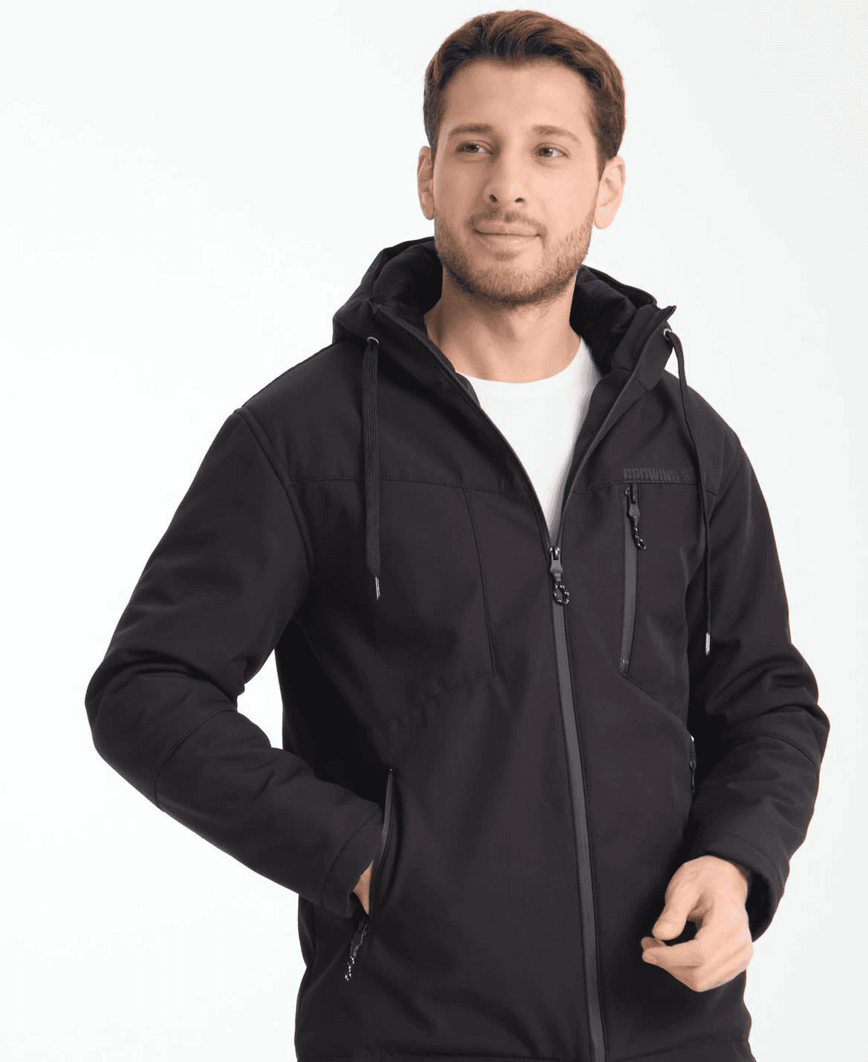 Чоловічий приталений парка з хутром всередині, з міцним замком, чорний