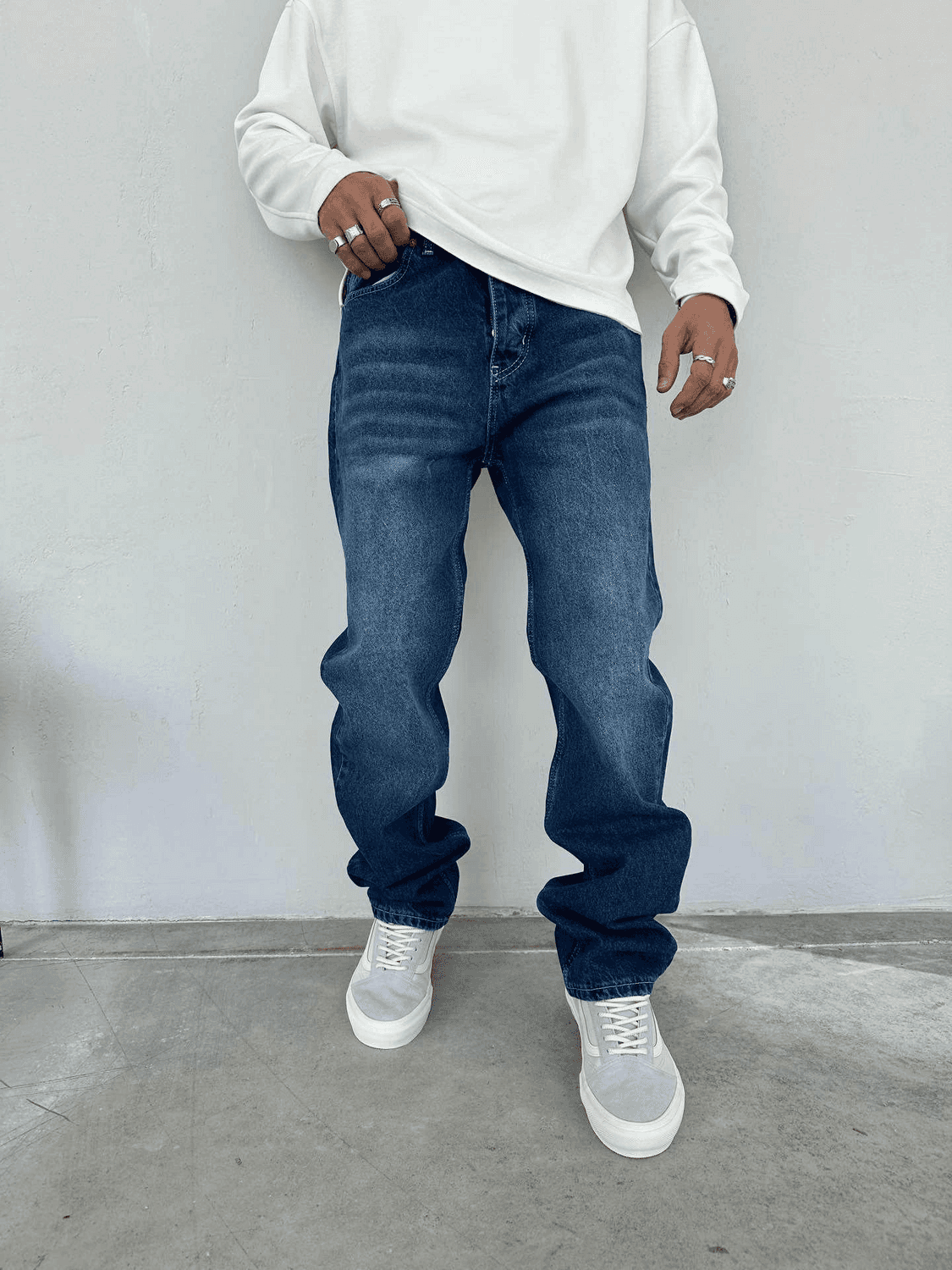 Чоловічі широкі джинси в удобному крої - сині