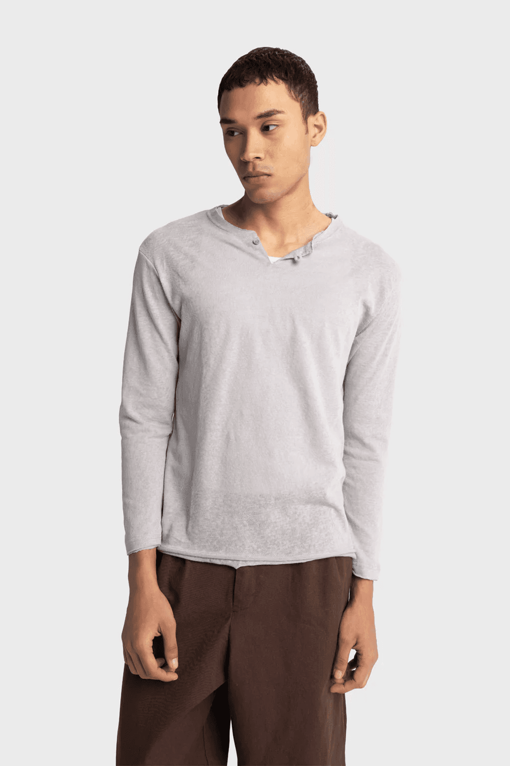 Men's Crew Neck Slim Long Sleeve Sweatshirt - Gray