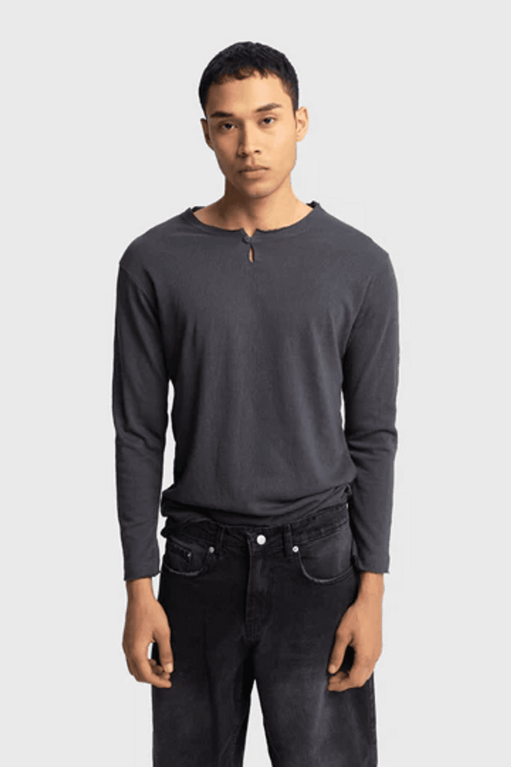 Men's Crew Neck Slim Long Sleeve Sweatshirt - Anthracite