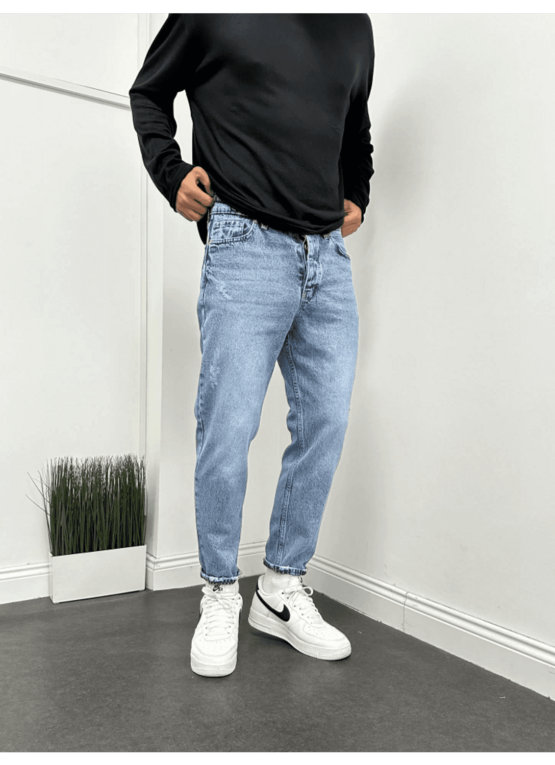 Мужские джинсы бойфренд без лайкры, стирка с эффектом потертости, синий, различные размеры 29-36