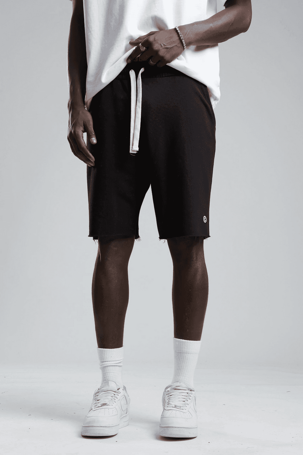 Erkek Beli Lastikli 3 İplik Şort -Siyah