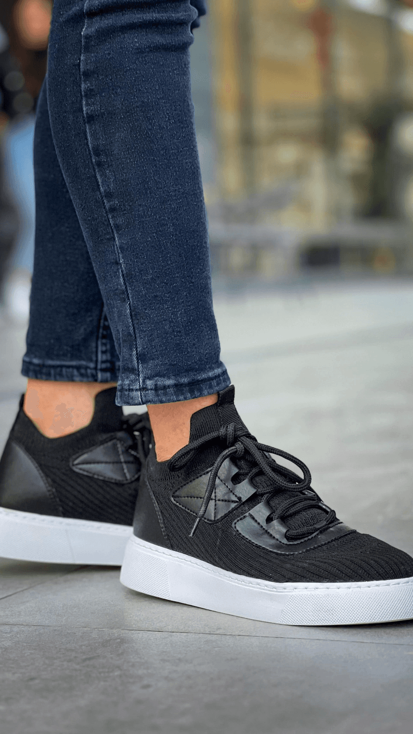 Erkek Bagcıksız Eva Taban Bez Ayakkabı-Siyah-Beyaz