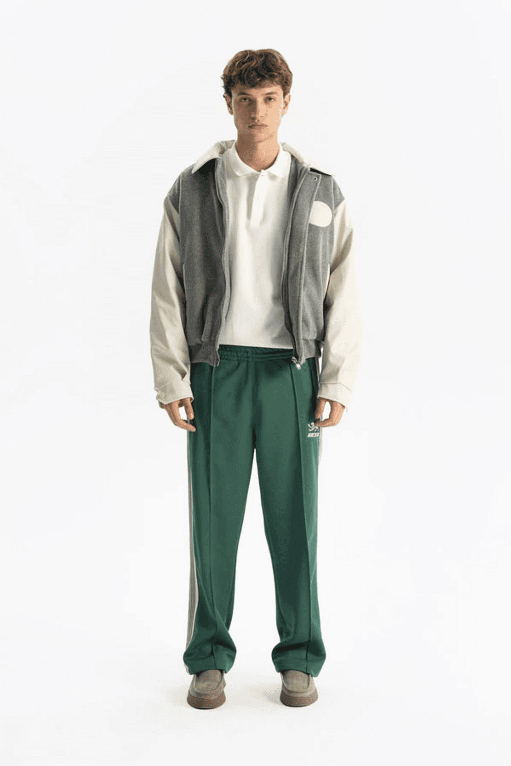 جاكيت بومبر كلاسيكي للرجال بحجم كبير -رمادي