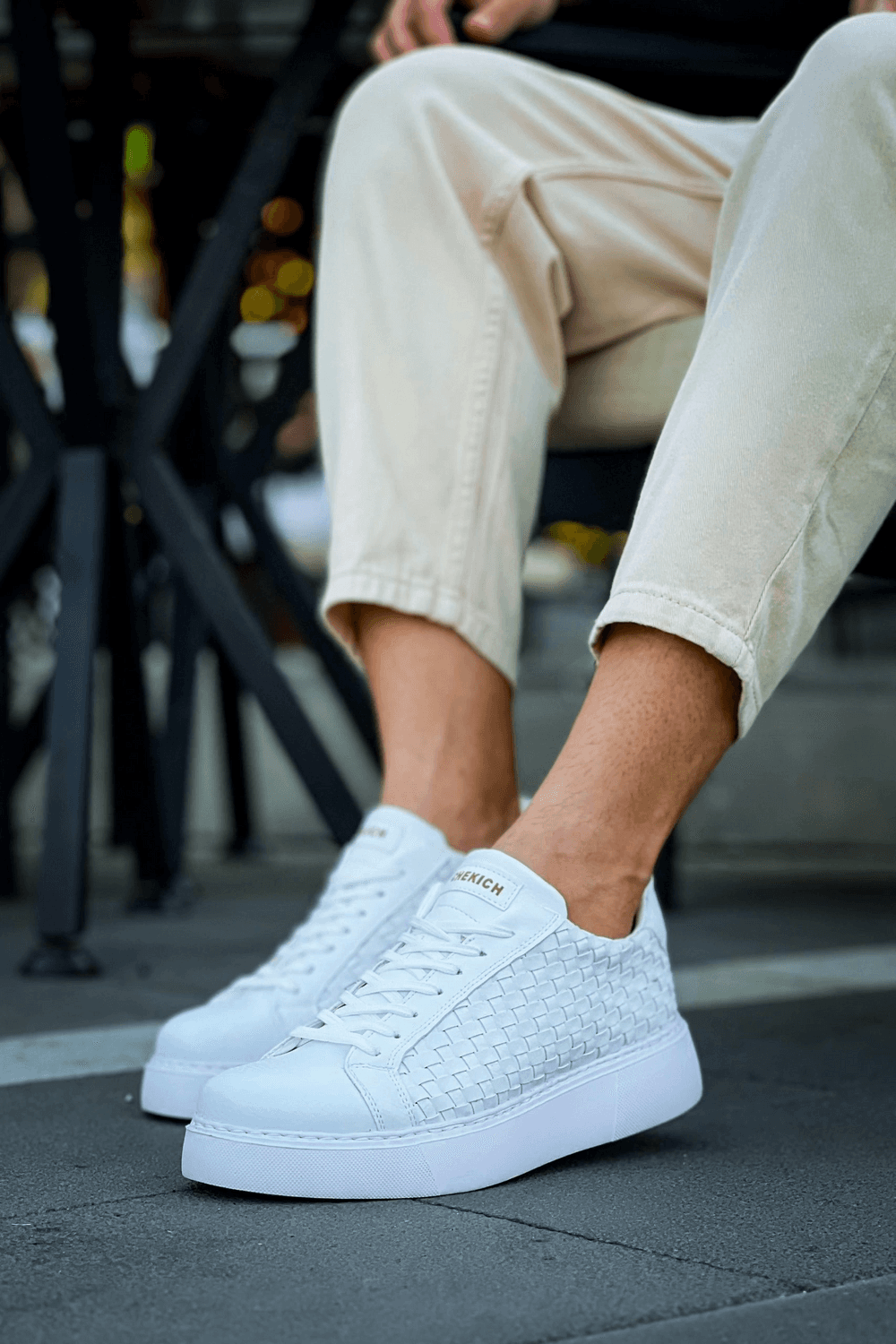 حذاء رياضي رجالي مريح بنمط سلاك - أبيض - مصنوع من مواد نباتية 100% وضمان أصلي