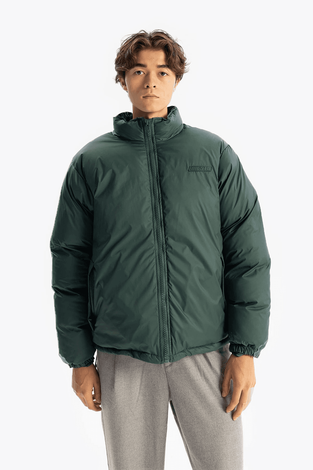 Erkek Owersize Jel Dolgu Şişme Mont-Yeşil
