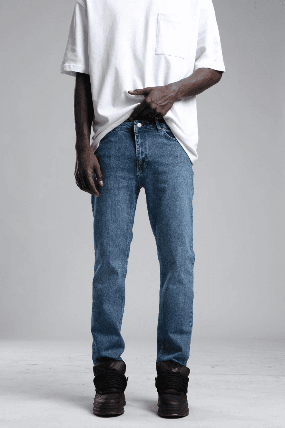 Erkek Rahat Kalıp Bagy Kot Pantolon - Mavi