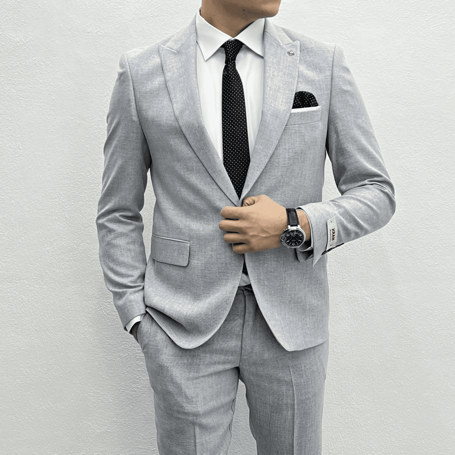 Мужской узкий спортивный костюм - Светло-голубой, состав: жакет + брюки, ткань: вискозно-полиамидная смесь, только химчистка, размеры: 46-56