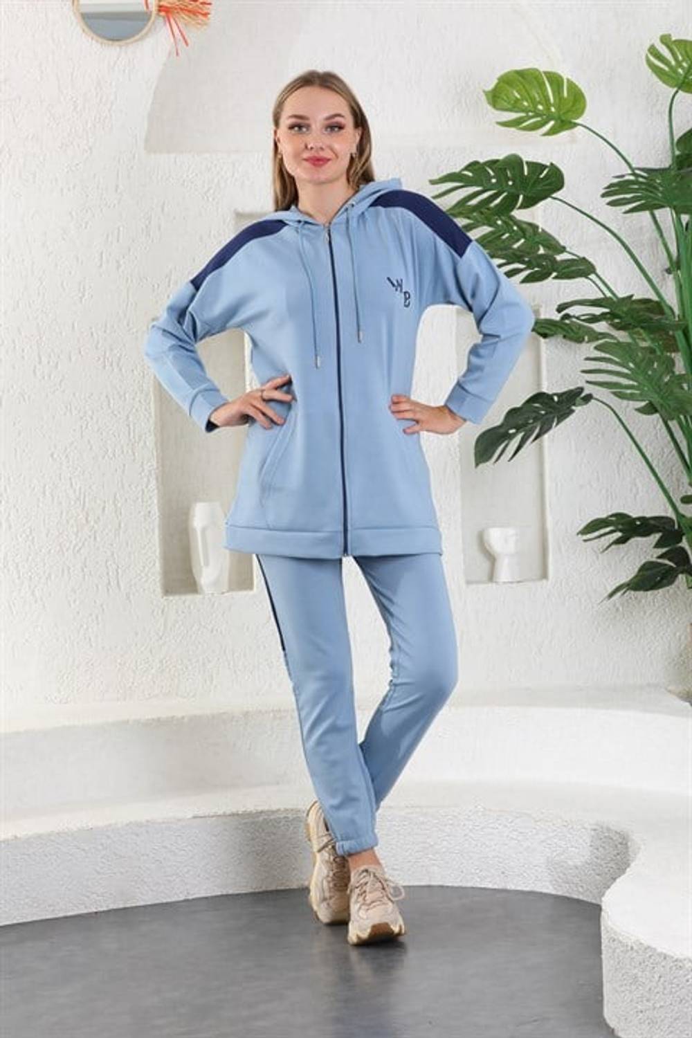 Костюм для жінок Bebe Mavi з худі та джоггерами, подвійнй колір, капюшон, кишені, зручний повсякденний стиль