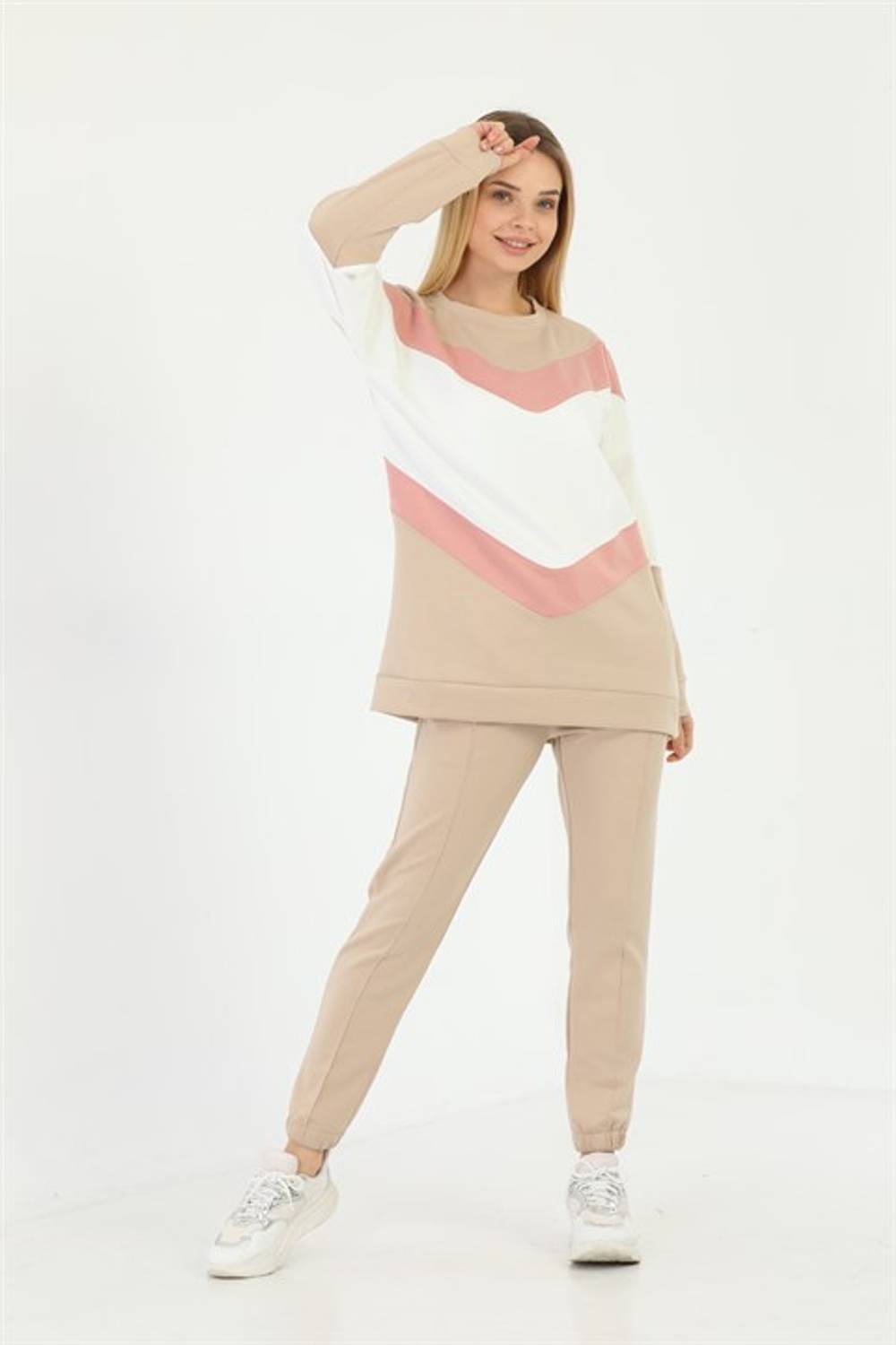 Color Garnish Daily Trend Sport Suit - Beige