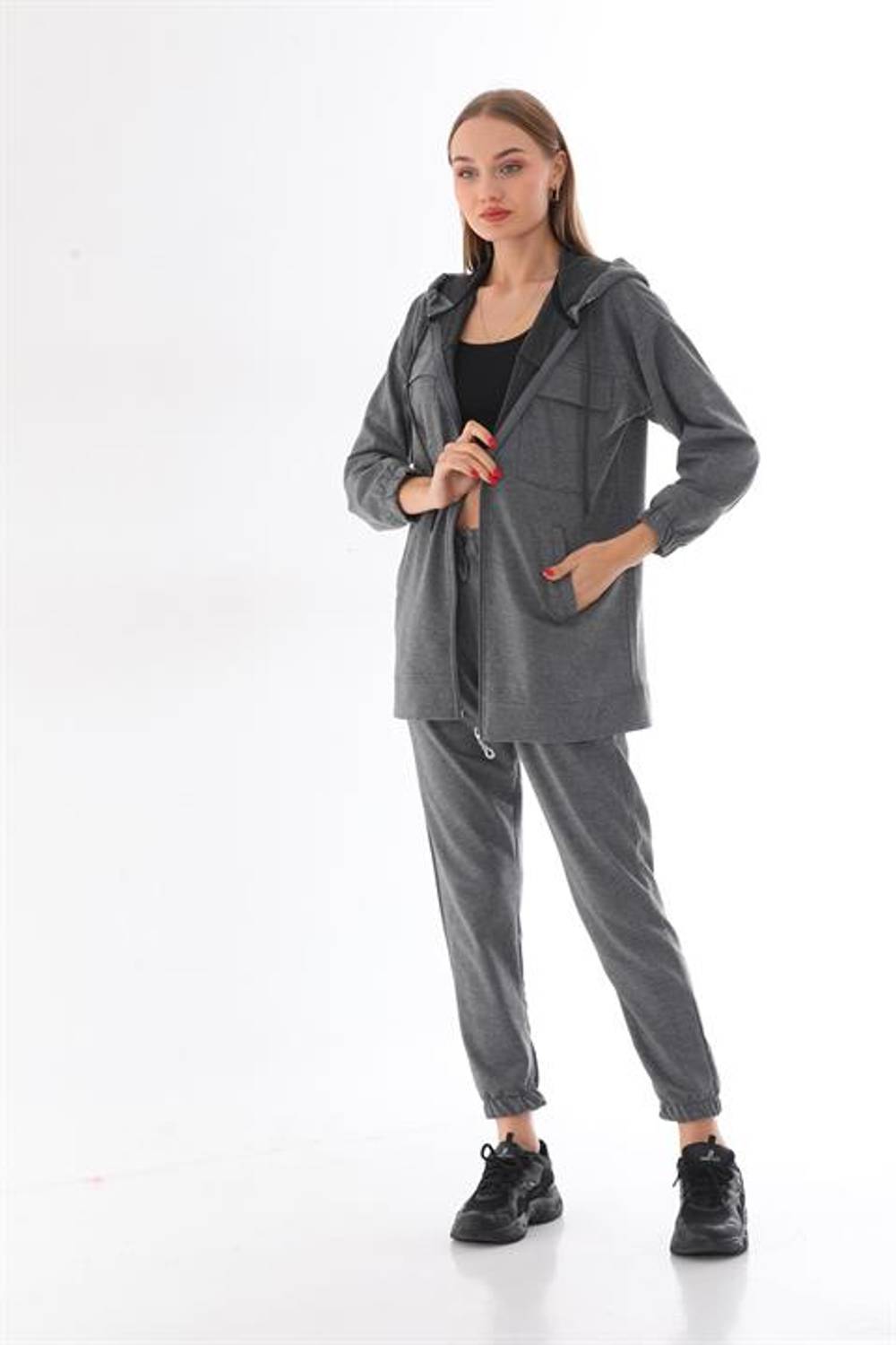 Kadın Günlük Spor Cepli İkili Takım GRİ