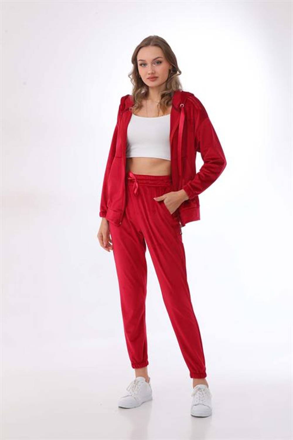 Women's RED Plush Velvet Double Set