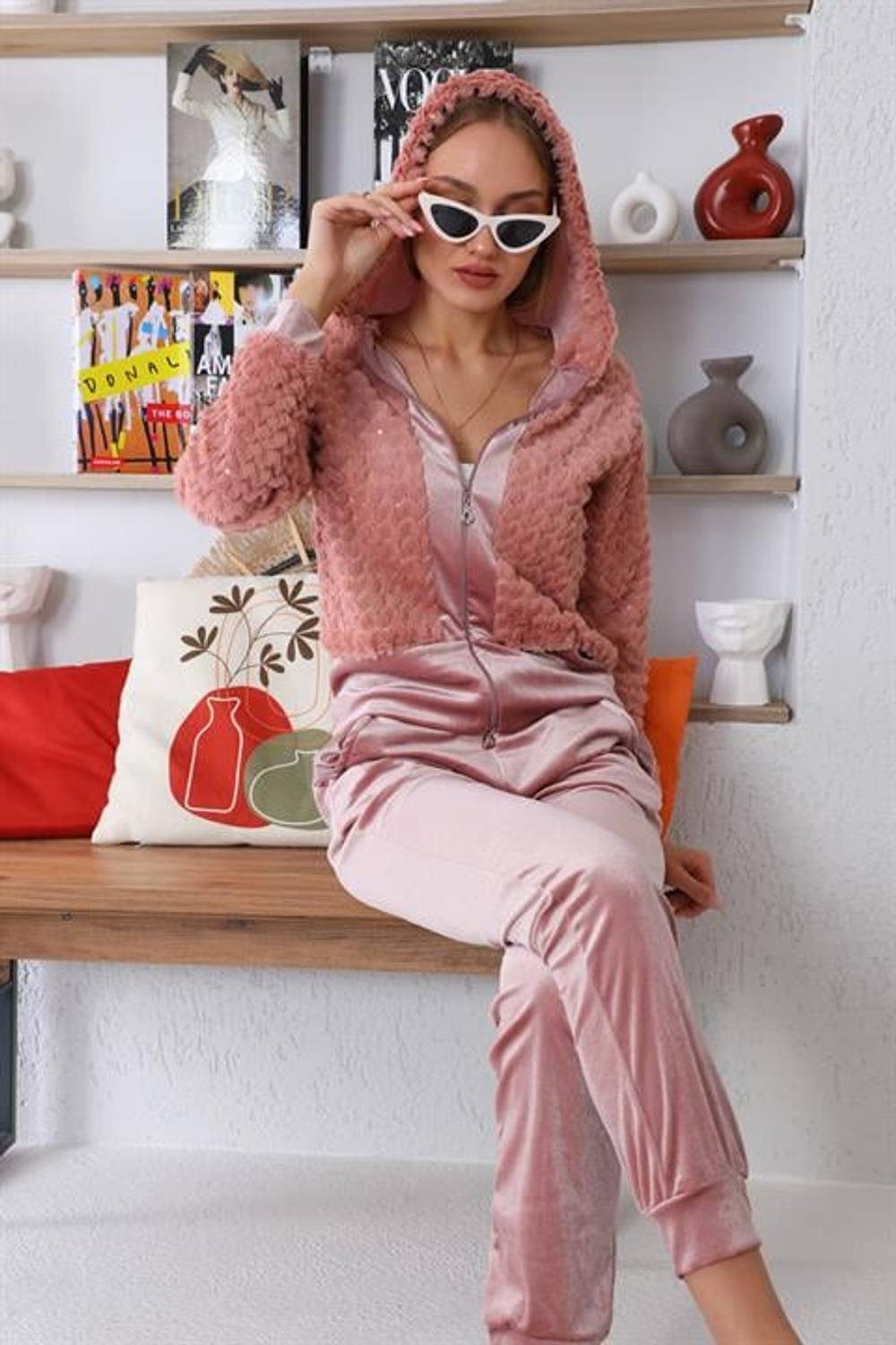 SOMON Plush Velvet Women's Tracksuit Set