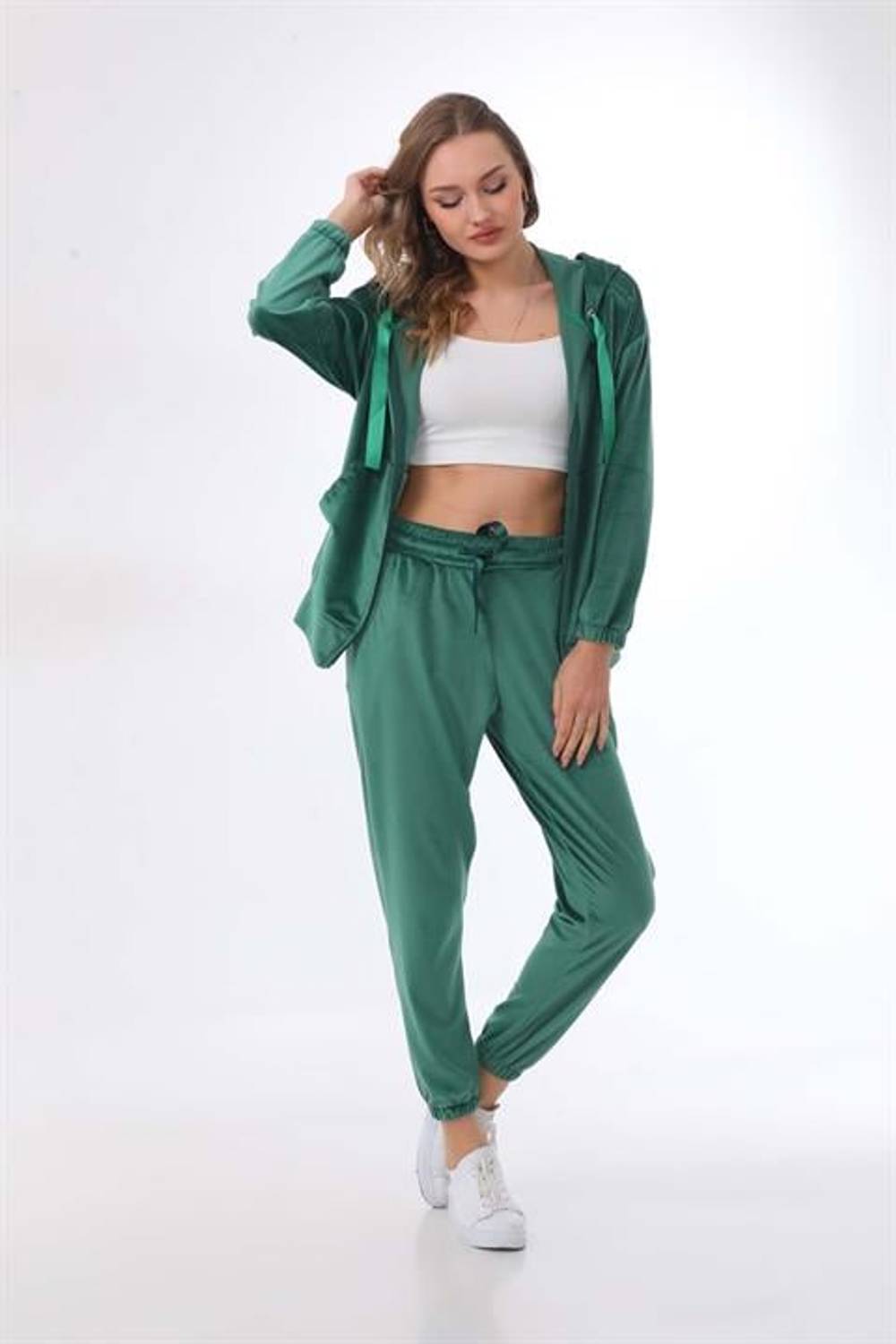 Women's EMERALD Plush Velvet Double Set