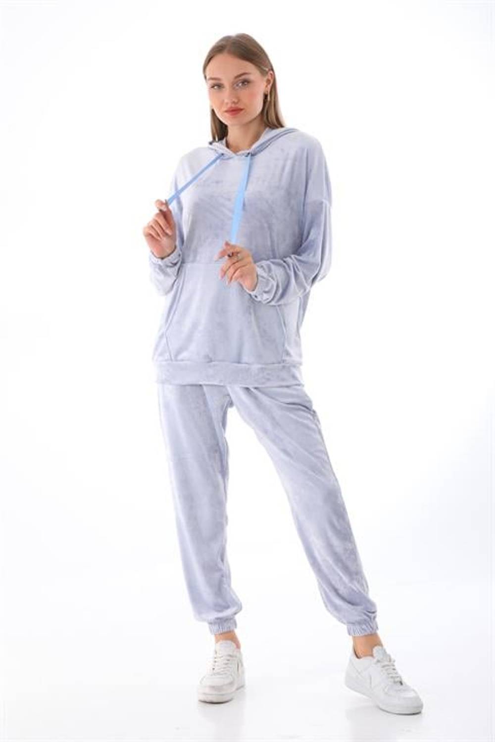 Kadın BUZ MAVİ Renk Soft Kadife Eşofman Takım
