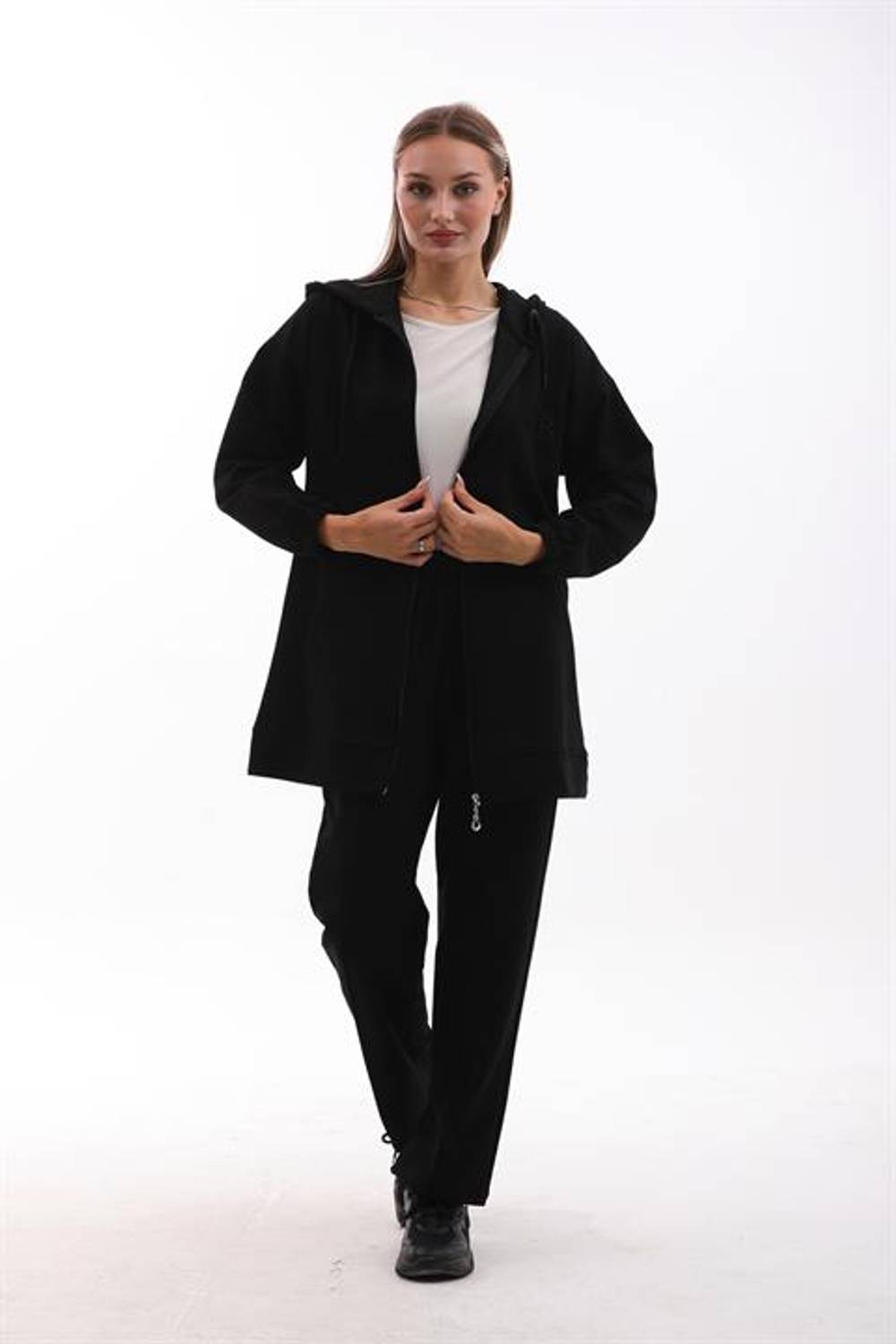 Kadın Günlük Spor İkili Eşofman Takım - SİYAH