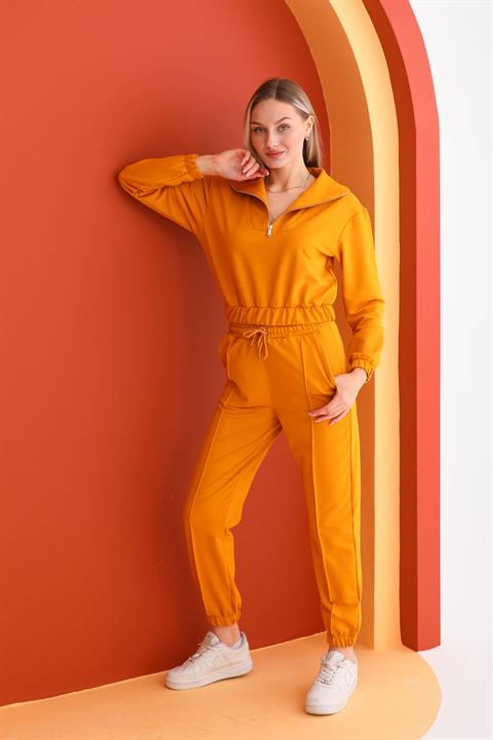 Kadın Crop Spor İkili Takım HARDAL