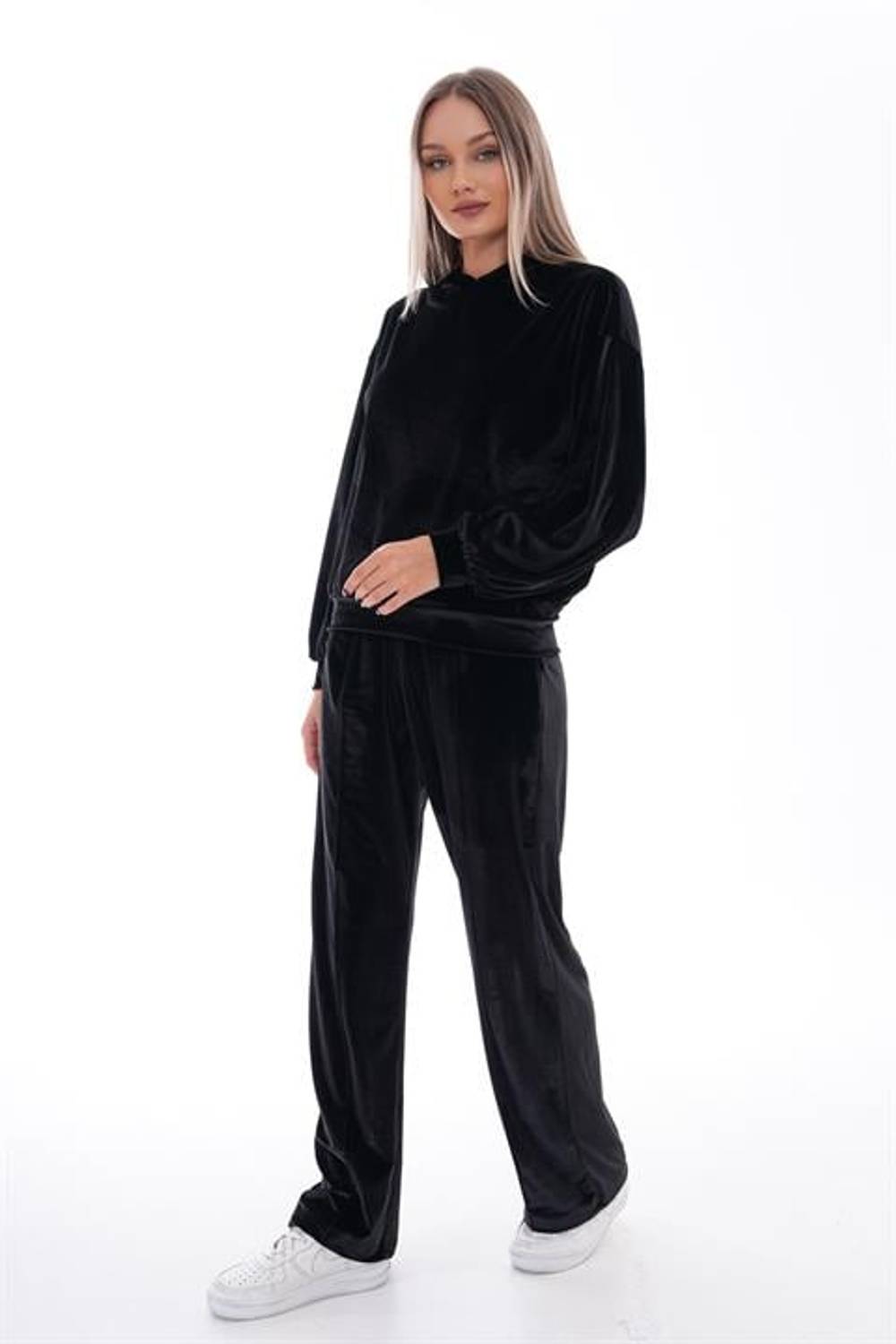Kadın Salaş Kadife Eşofman Takımı SİYAH