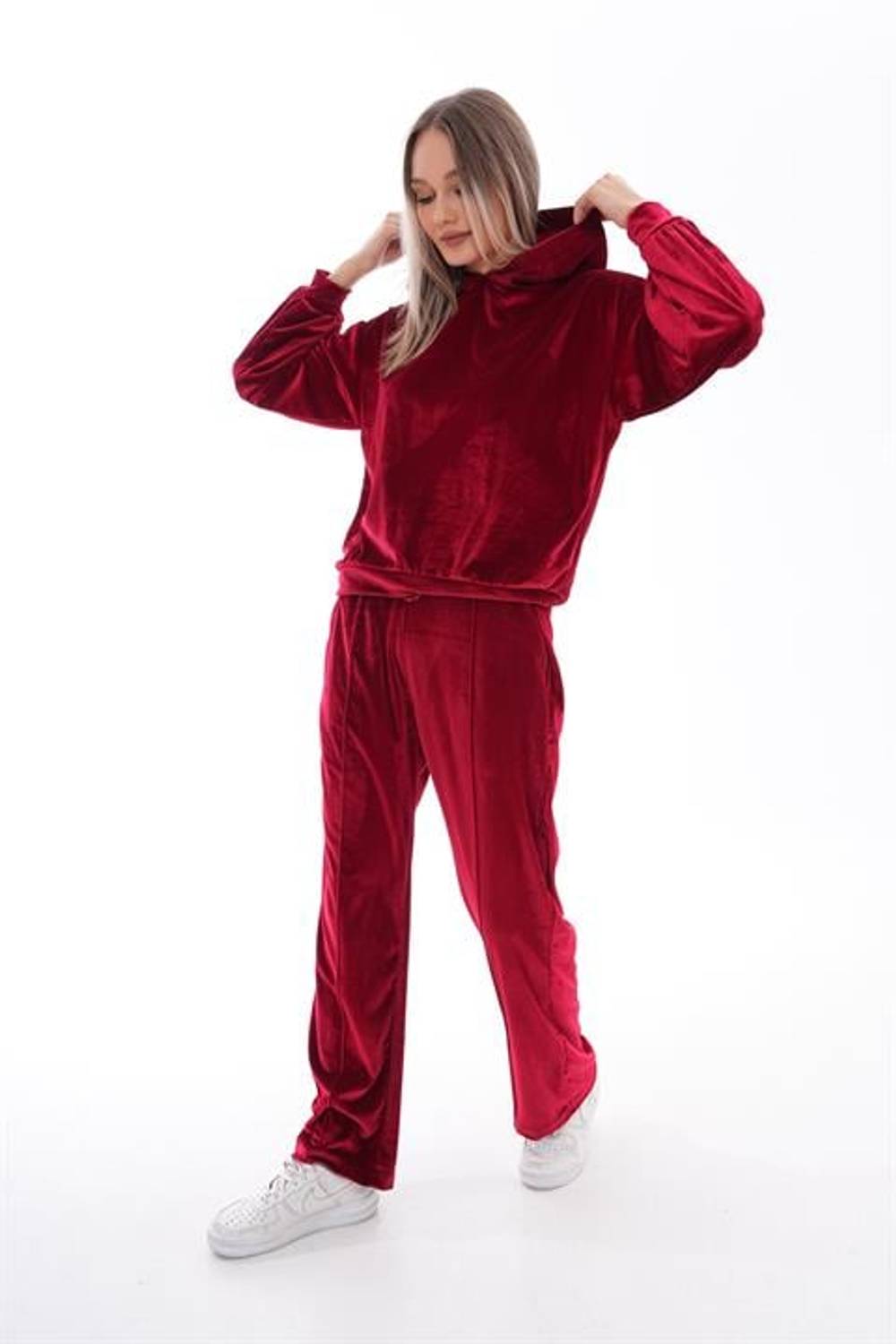 Kadın Salaş Kadife Eşofman Takımı BORDO