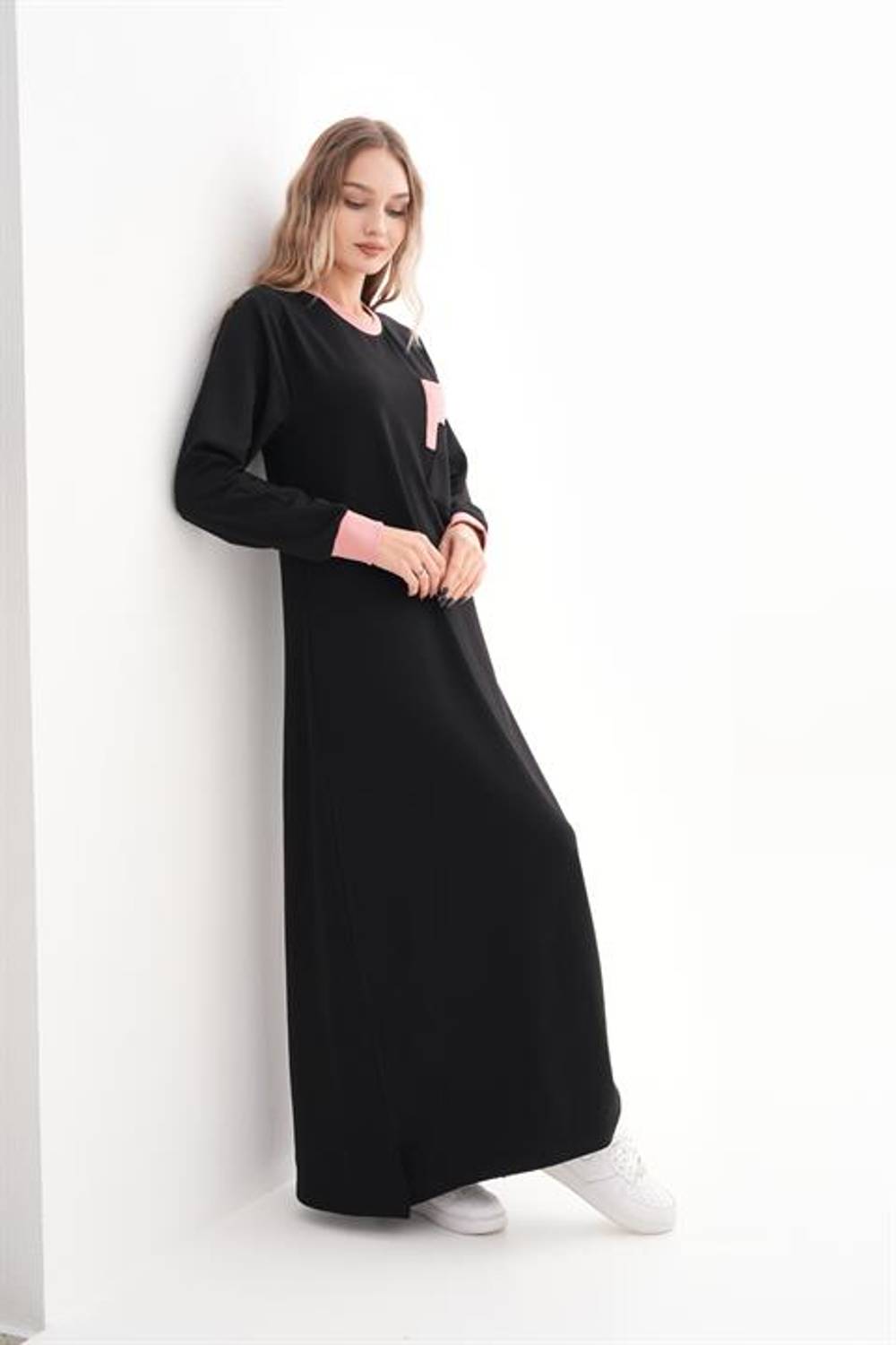 Kadın İkiiplik Cep Detaylı Spor Elbise PUDRA