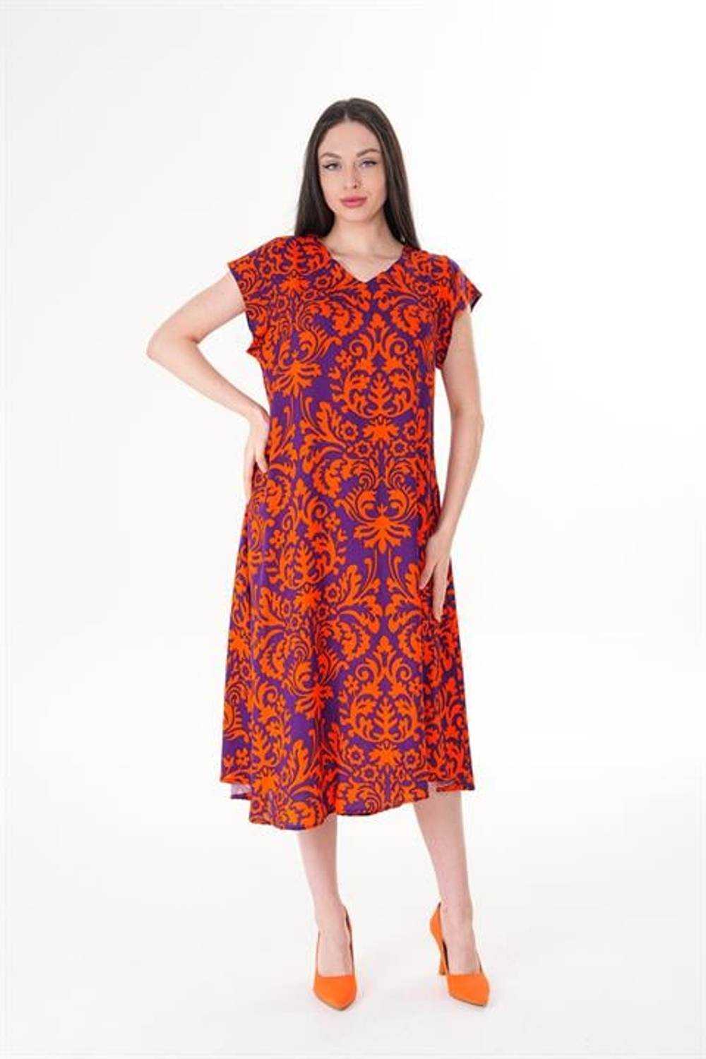 Kadın Kısa Kol Viskon Yazlık Tiril Elbise | Plaj Elbisesi | Ev Elbisesi  |  Tatil Elbisesi