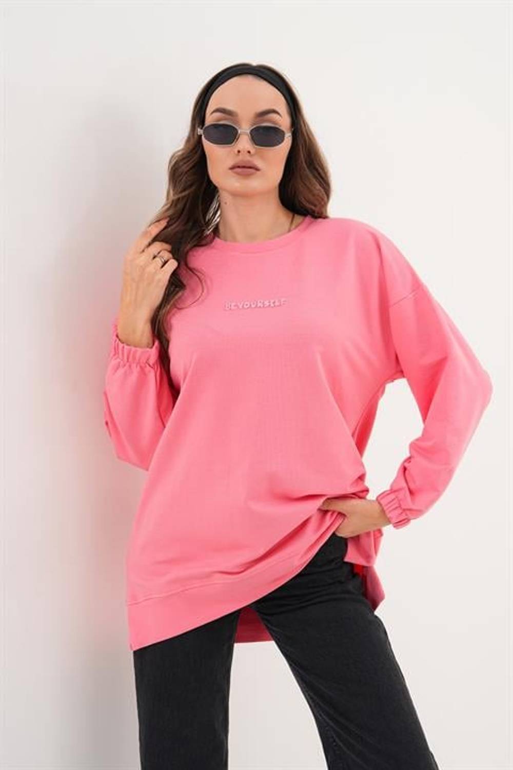 Somon Be Yourself Bisiklet Yaka Uzun Kol Kadın Sweatshirt Tunik 713