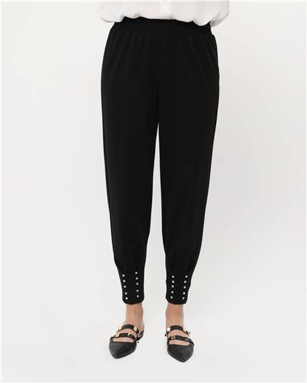 Zehmeri Stone and Elastic Waist Trousers - Black - AK02009.71101