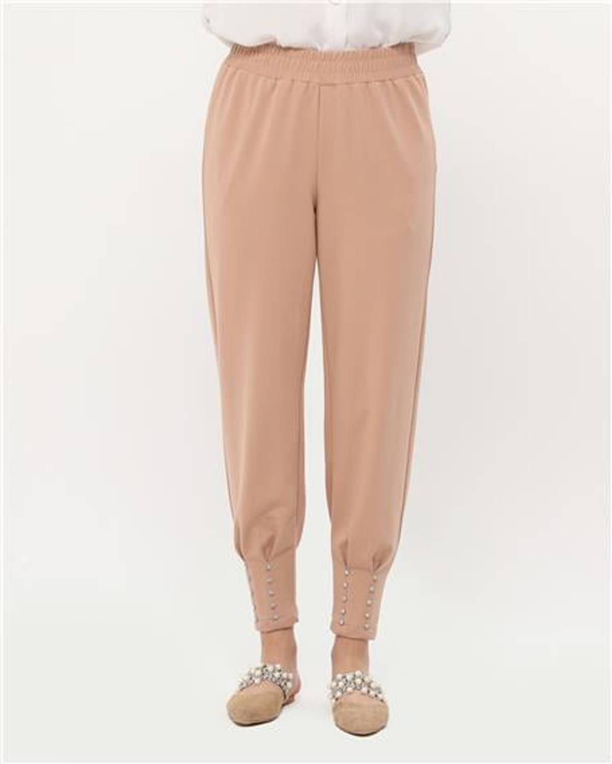 Zehmeri Stone and Elastic Waist Trousers - Beige - AK02009.71101