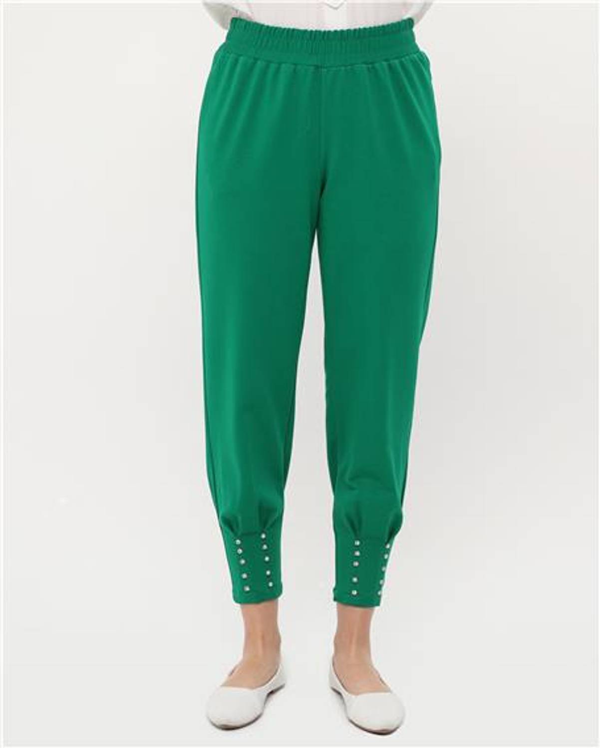 Zehmeri Stone and Elastic Waist Trousers - Benetton Green - AK02009.71101