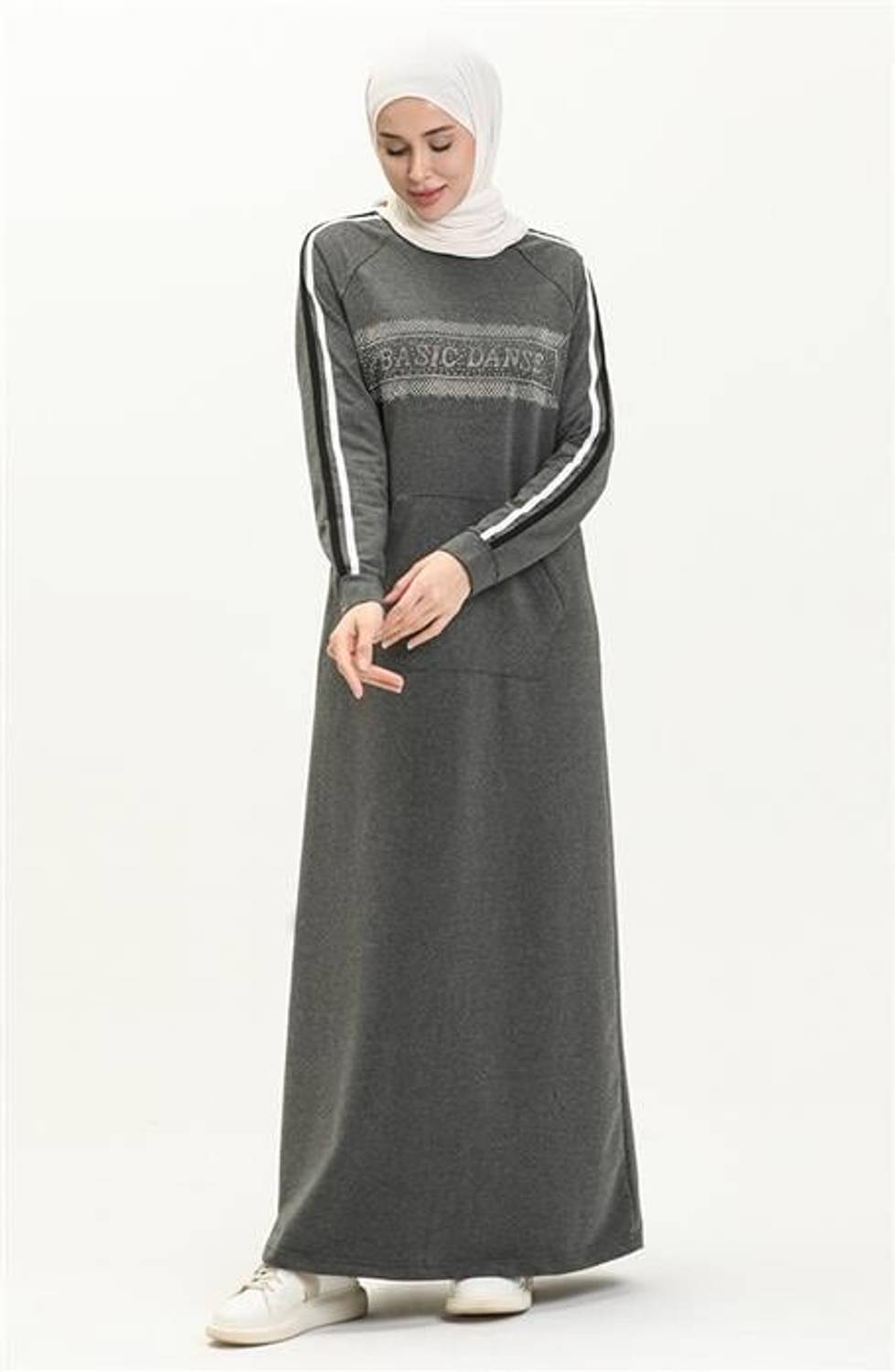 Kangaroo Pocket Detailed Dress - 09243 - Anthracite