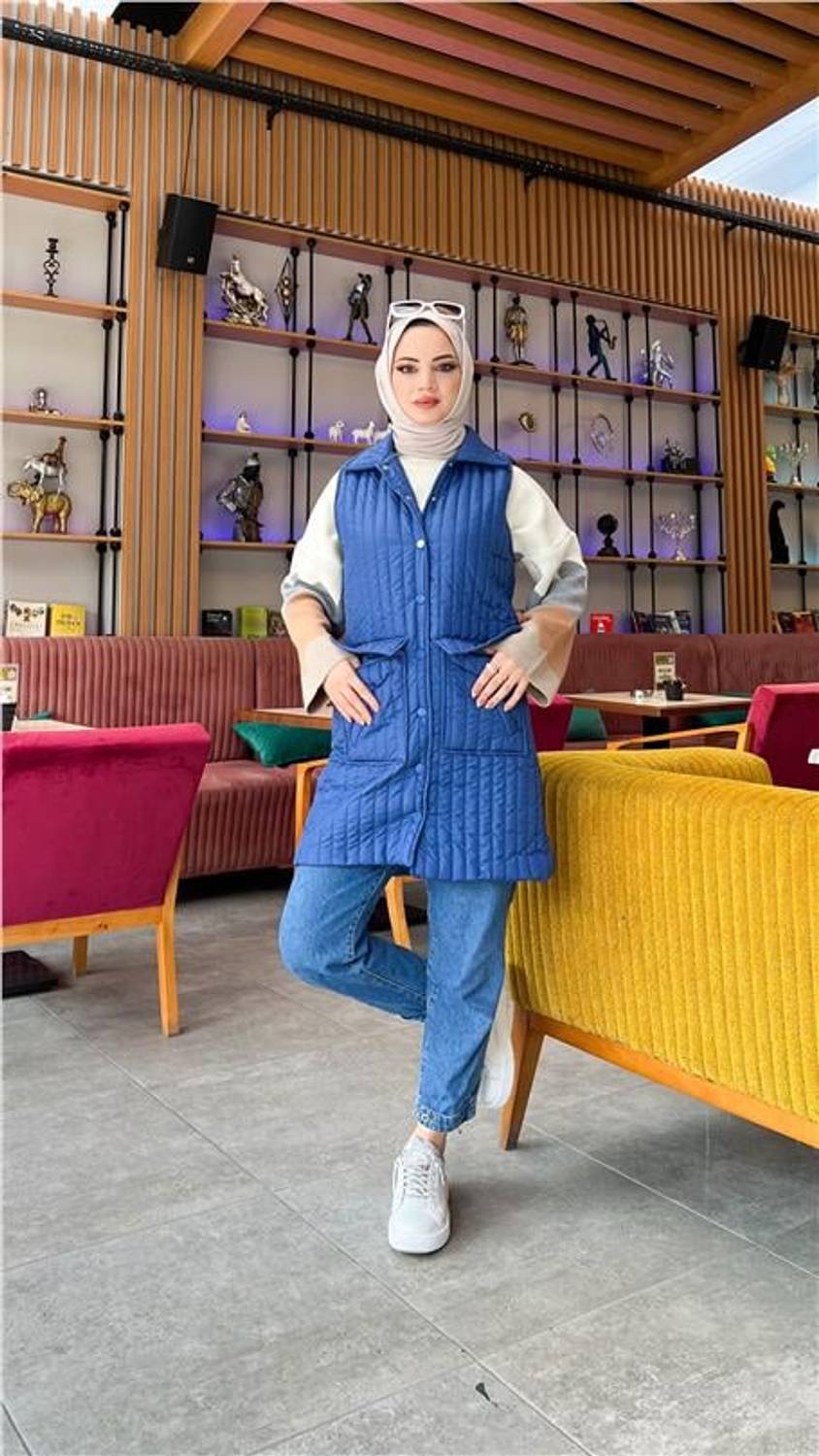 Безрукавка Ahenk Капитон с карманами, цвет индиго, размеры 38-46