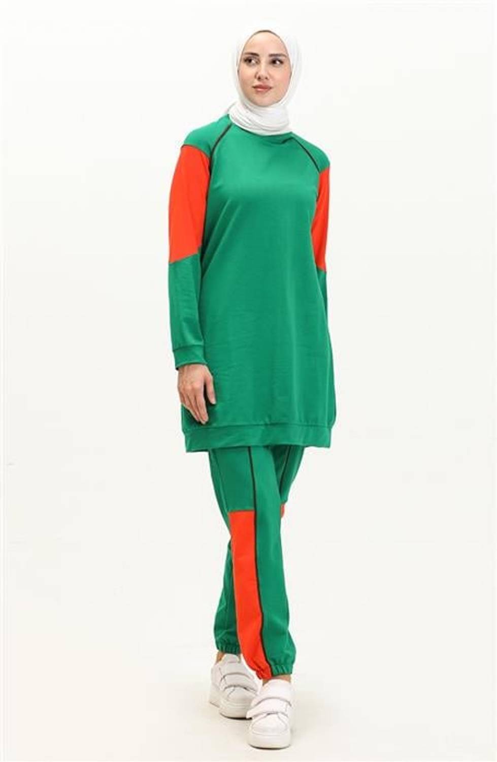 Two-piece Tracksuit Sports Set with Elastic Waistband Trousers - 71083 - Benetton Green