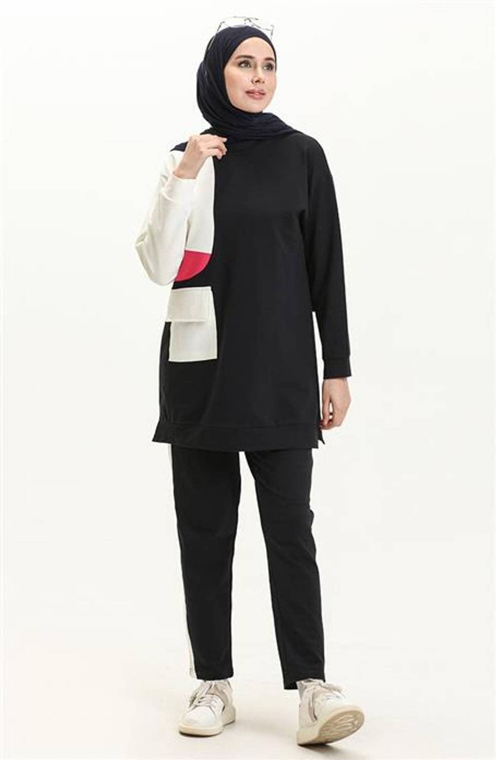 Brand New Ribbed Tracksuit with Side Pocket Detail - 70086 - Navy Blue