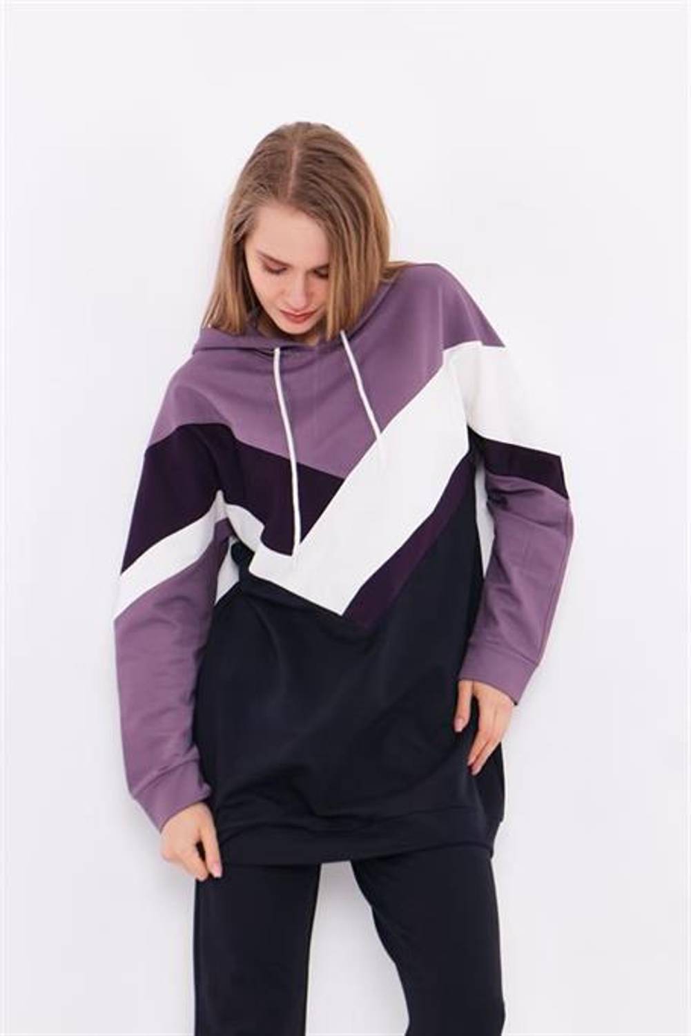 Ülfet Kapüşon Ve Parça Detaylı İkili Takım - 71022 - Lacivert