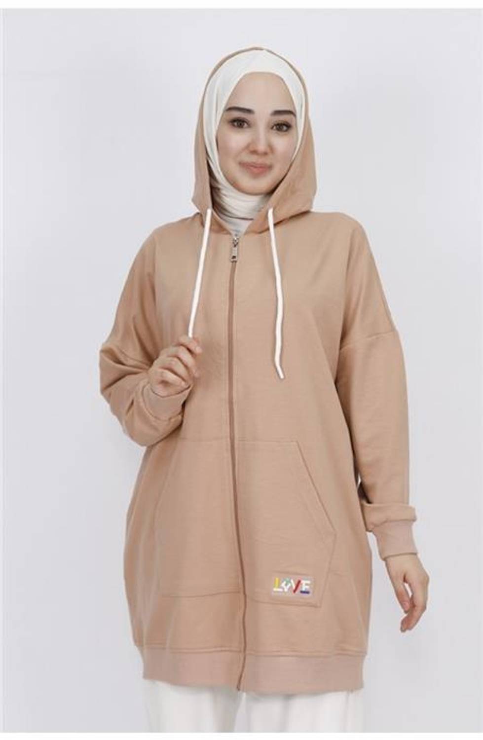 Спортивная куртка с капюшоном и карманами-кенгуру Jade, 71129, песочного цвета, стандартный размер