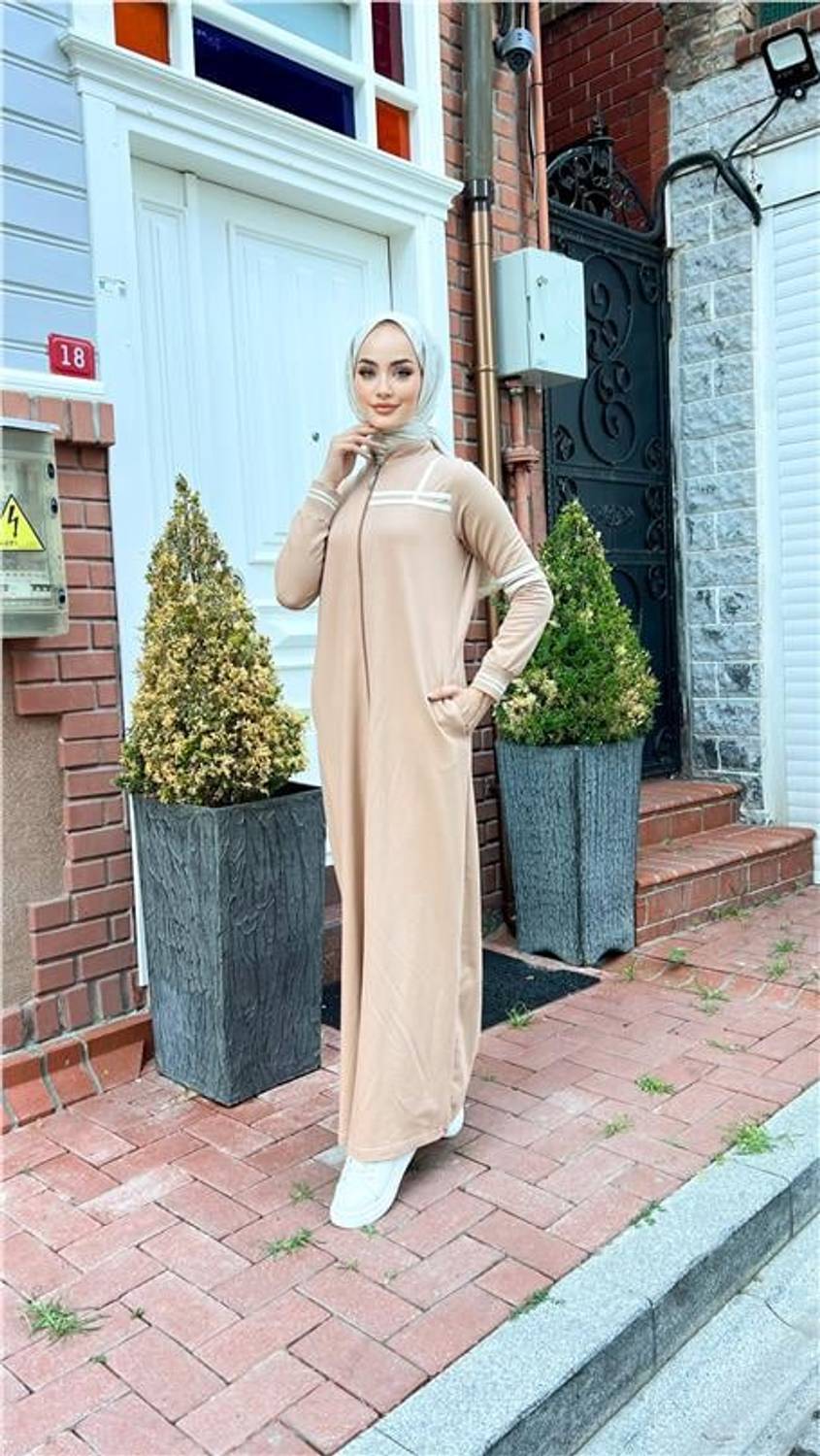 Julide Belden Bağlamalı Spor Elbise - 71144 - Bej