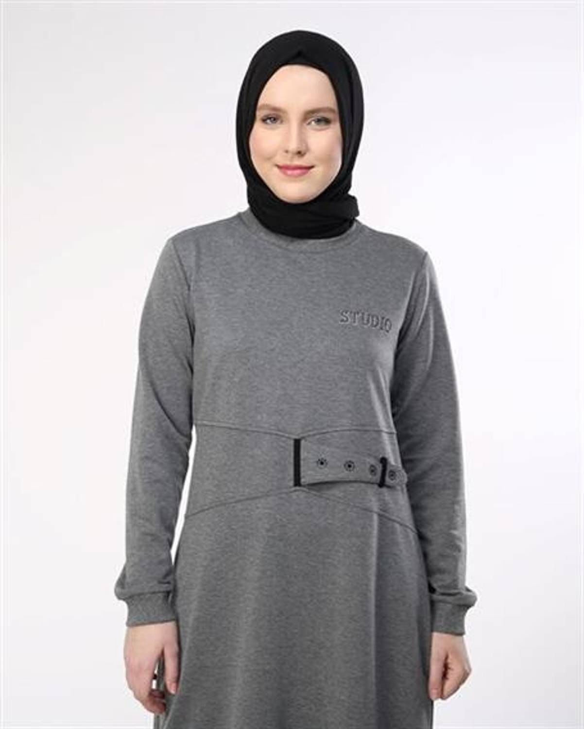 Stone Printed Dress - G-3 Anthracite, Available in Sizes 38 to 46