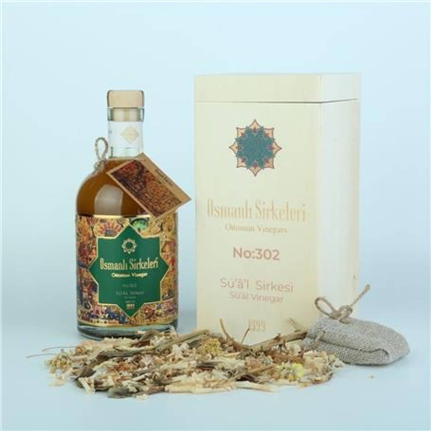 خليط من نكهة السيرفس الخاصة - 500 مل من خل السؤل المتميّز بأسلوب عثماني ومعبأ في زجاجة زجاجية واقية مع غطاء من الفلين الطبيعي