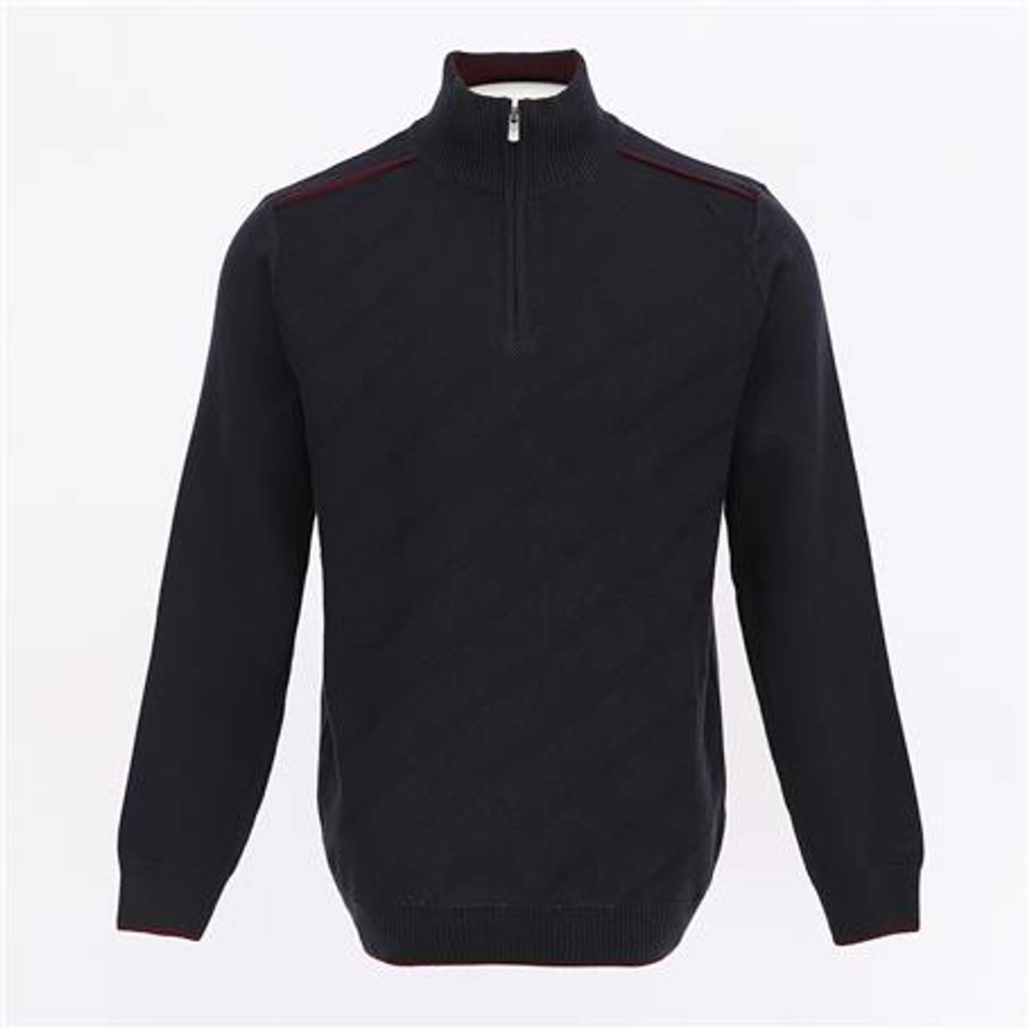 Чоловічий светр з довгим рукавом, з застібкою та воротником-стійкою, темно-синій