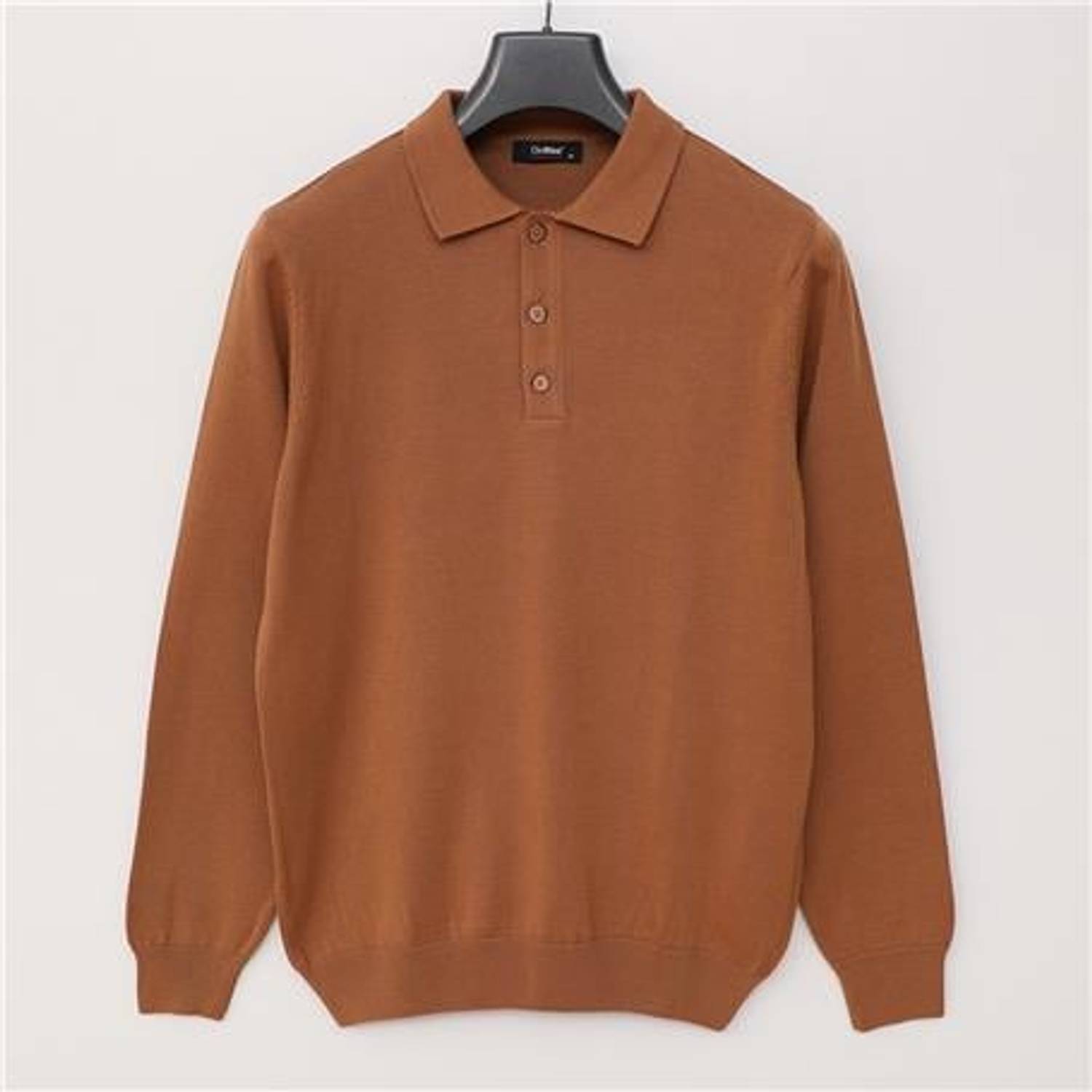 Мужской пуловер с длинным рукавом и поло-воротником 180540-1, цвет таба, размеры XL, L, M, XXL