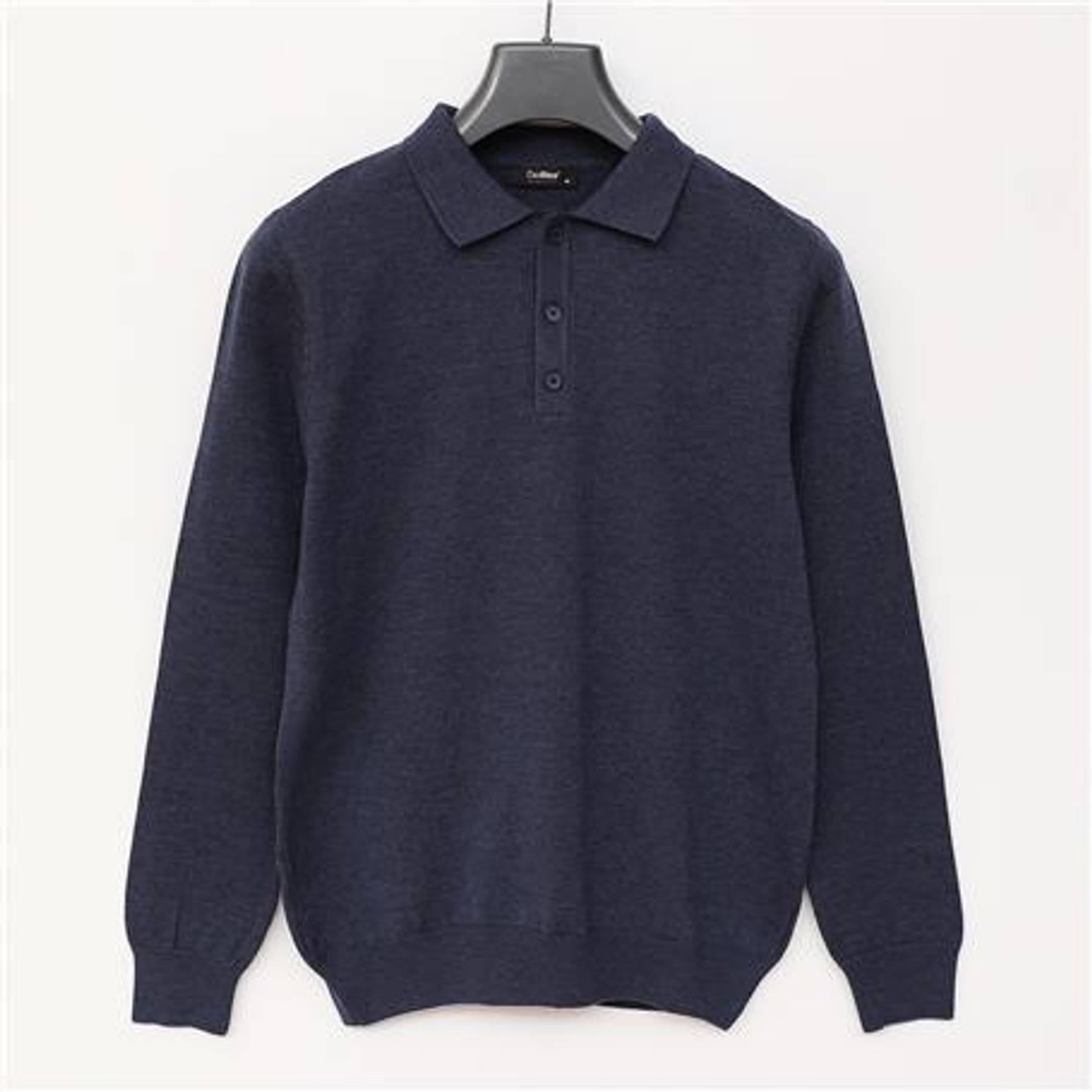 Erkek Polo Yaka Uzun Kol Triko - 180540-1 - Koyu İndigo Melanj