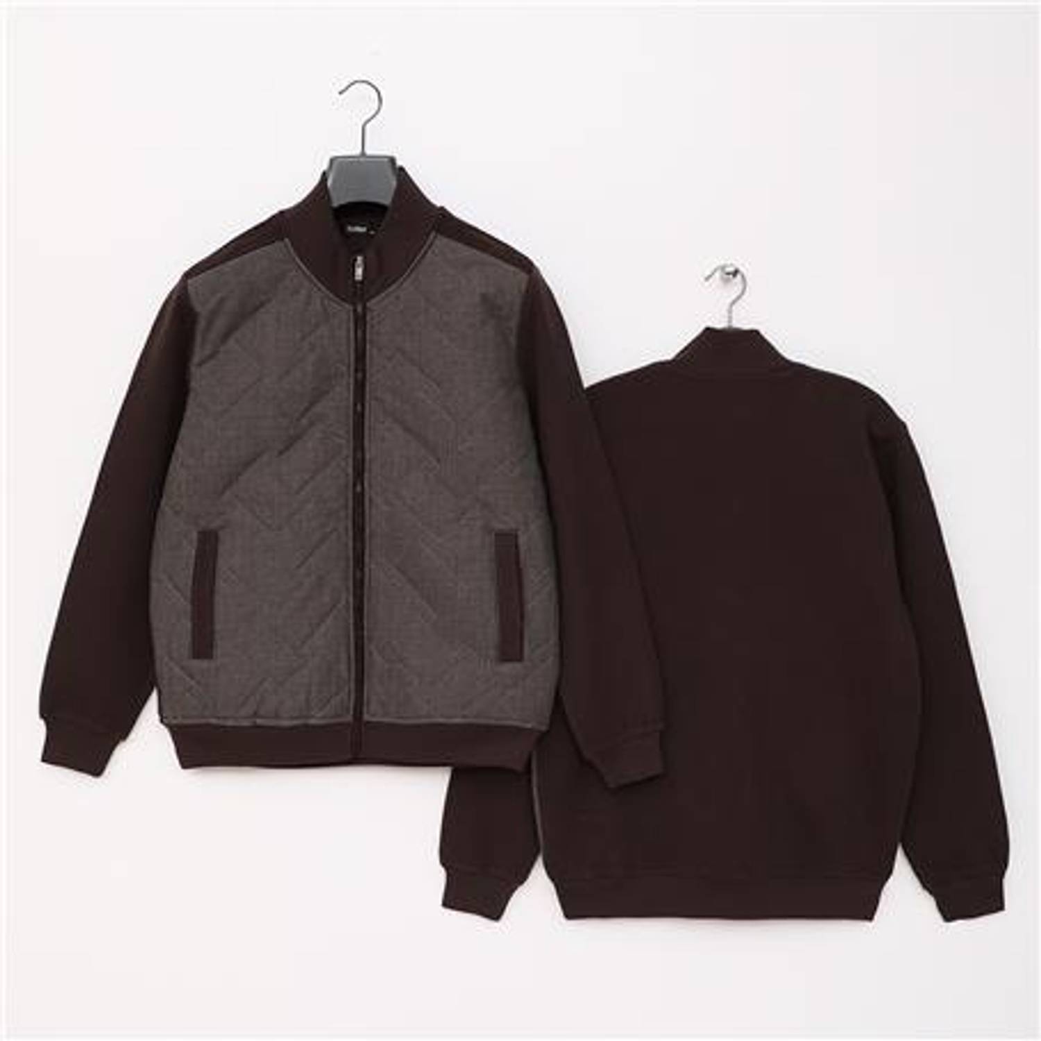 معطف رجالي مريح بقصة مريحة مع حواف مضلعة - MTS-8004 باللون البني