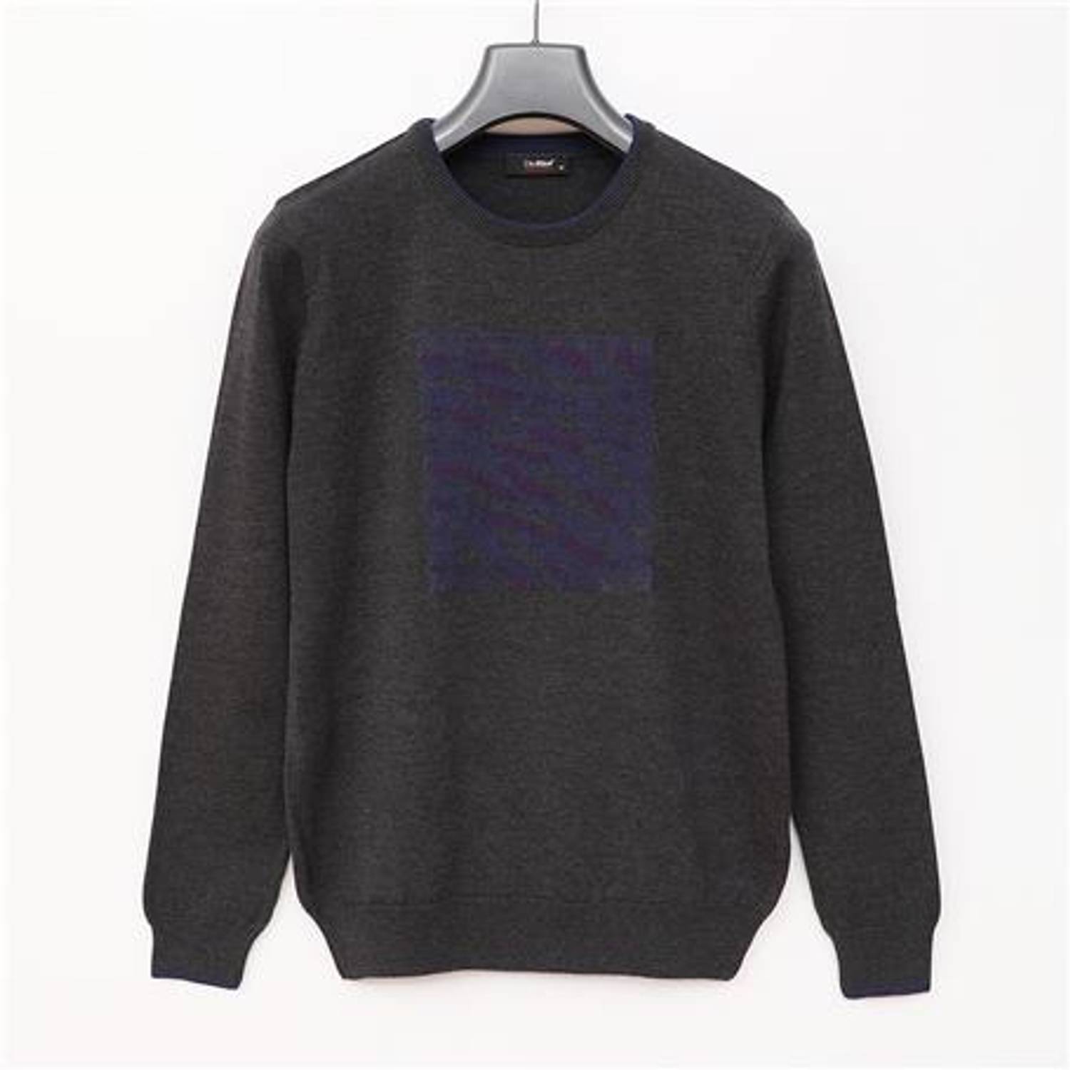 كنزة صوفية للرجال بأكمام طويلة وقصة دائرية باللون الأنترسيت 189283 مقاسات XL، L، M، XXL