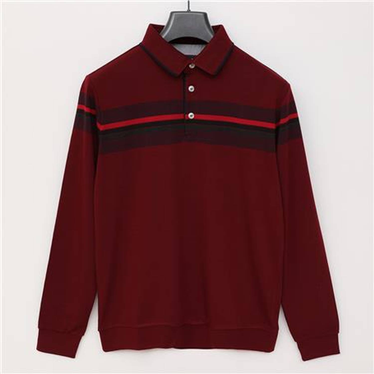 Мужской пуловер с длинным рукавом и воротником-поло бордового цвета, доступен в размерах XL, L, M, XXL