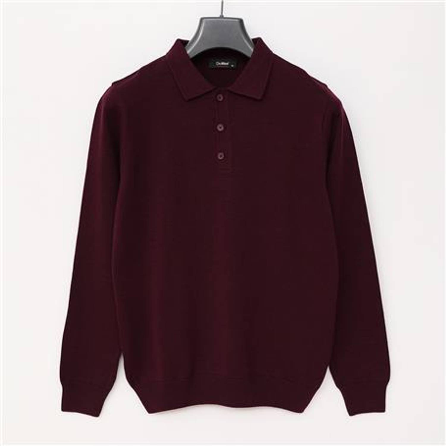 Erkek Polo Yaka Uzun Kol Triko - 180540-1 - Koyu Vişne